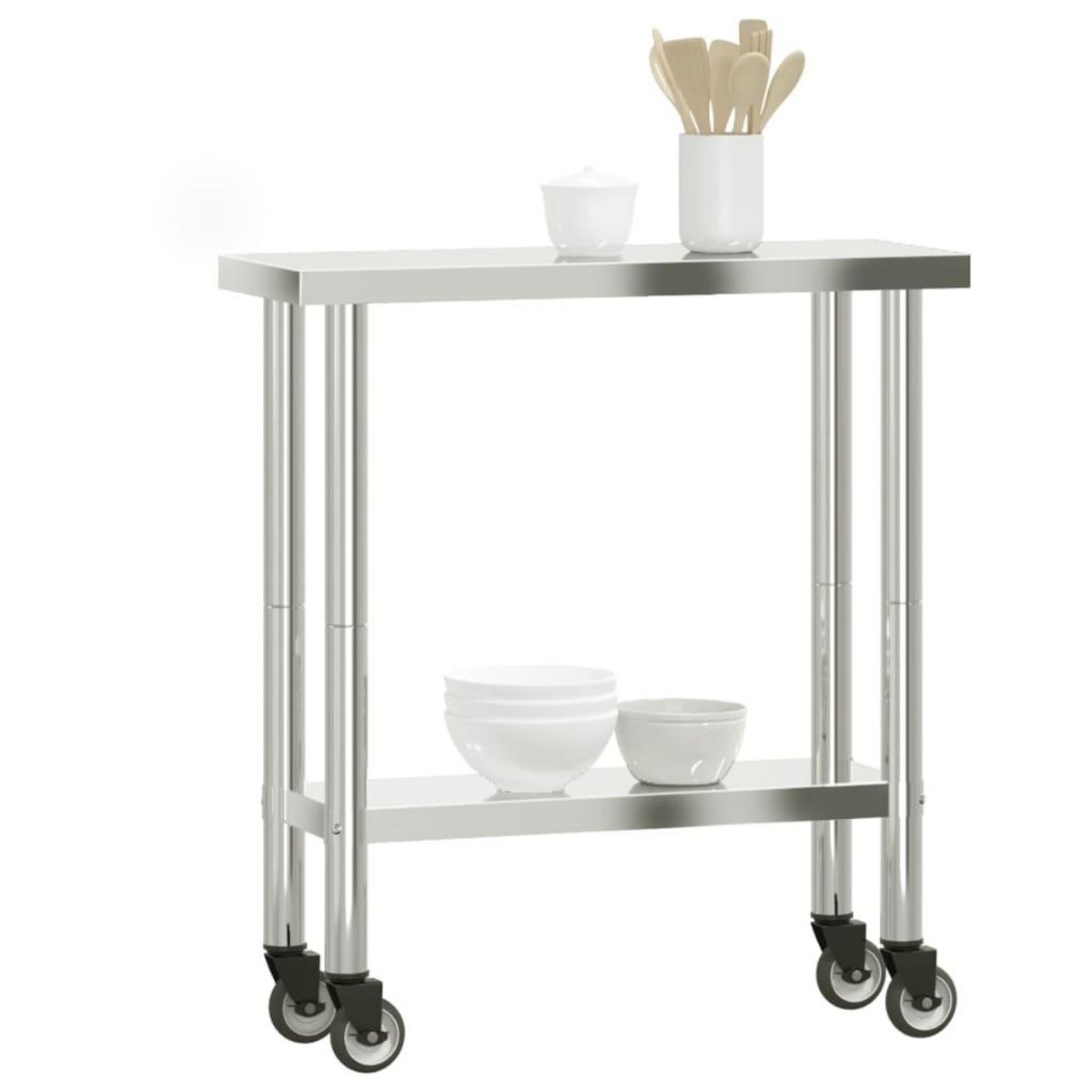 VIDAXL Table de travail de cuisine avec roues 82,5x30x85 cm inox