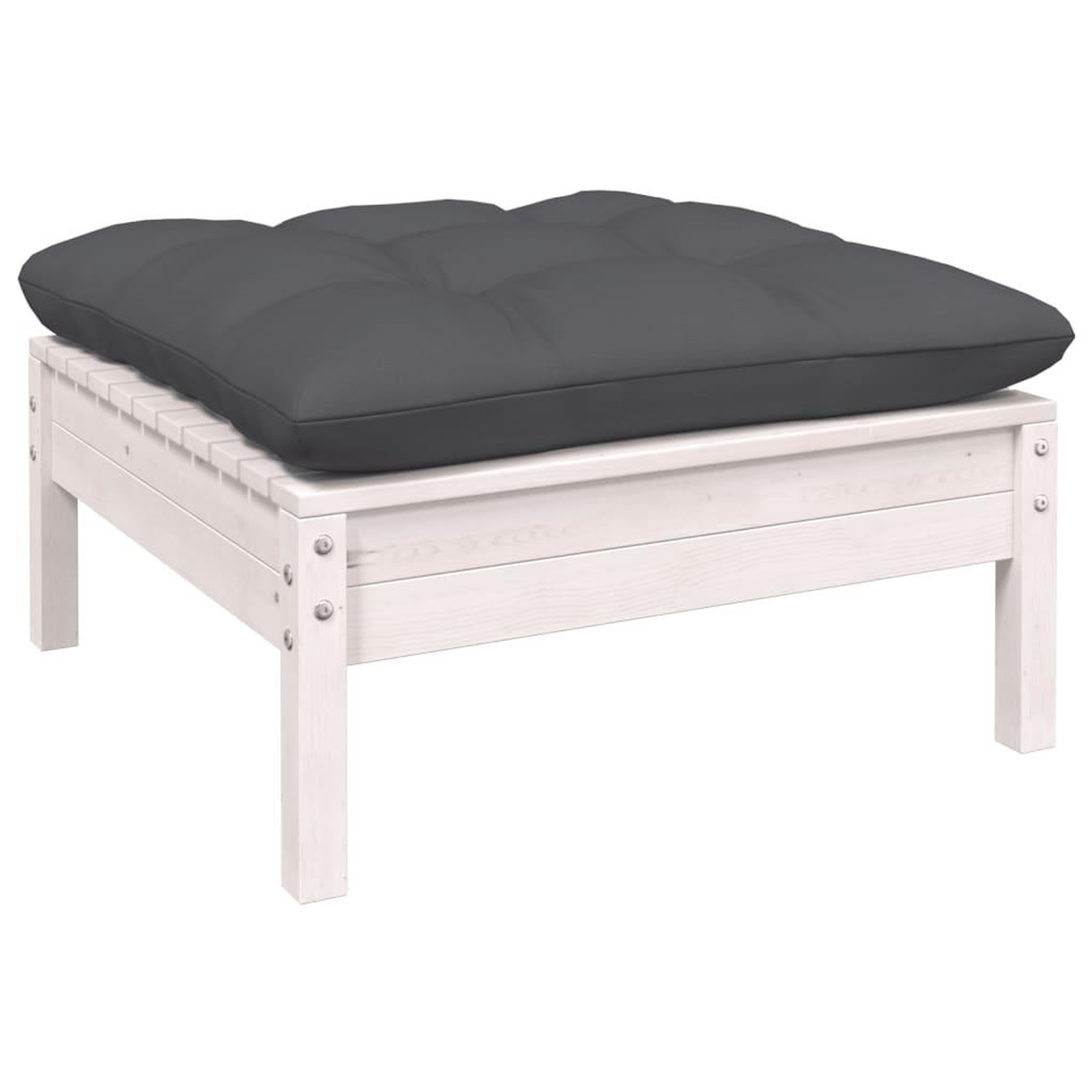 Voir la diapositive 5 : VIDAXL Salon de jardin 11 pcs avec coussins blanc bois de pin solide