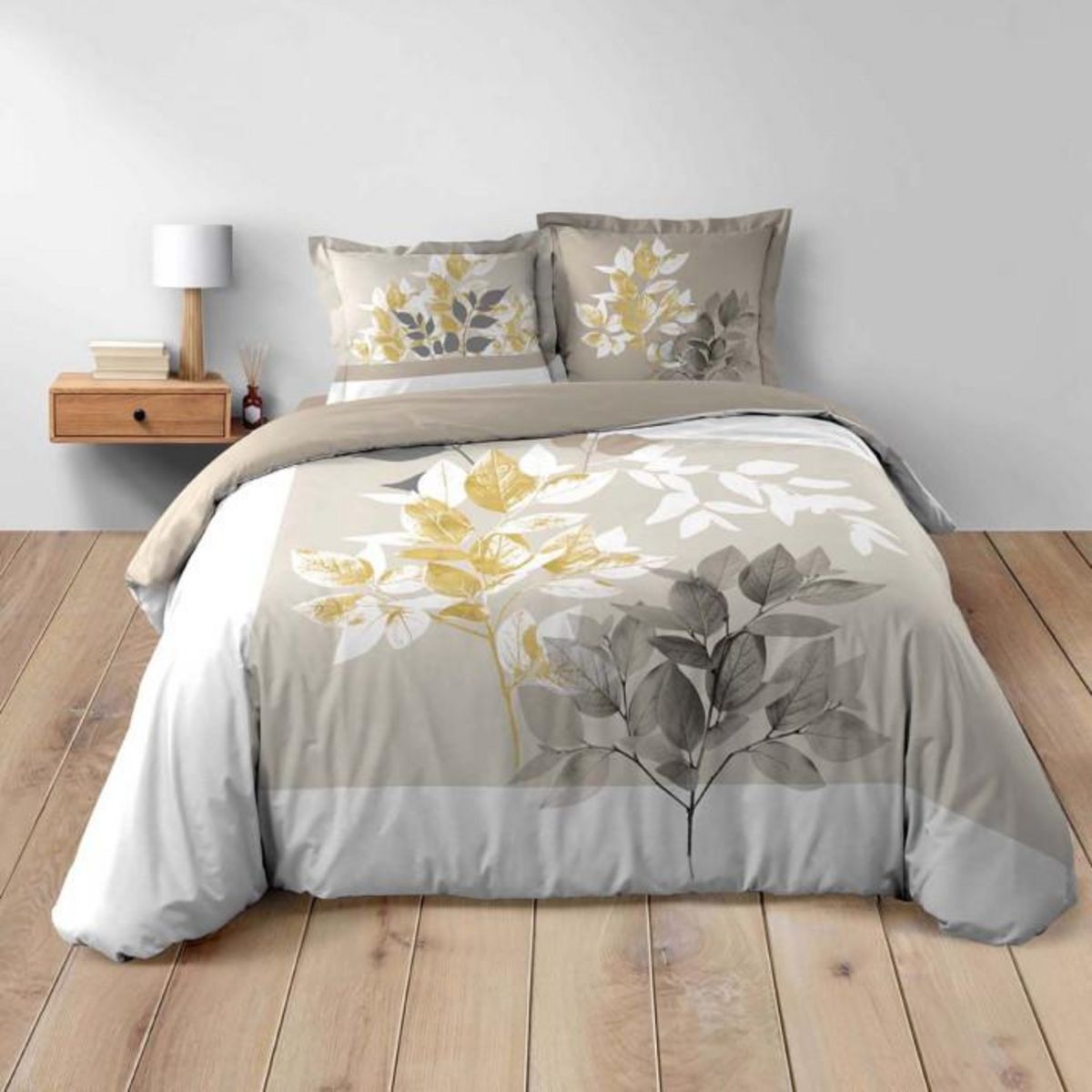 Paris Prix Parure de Lit 3 Pièces  Enora  240x220cm Beige