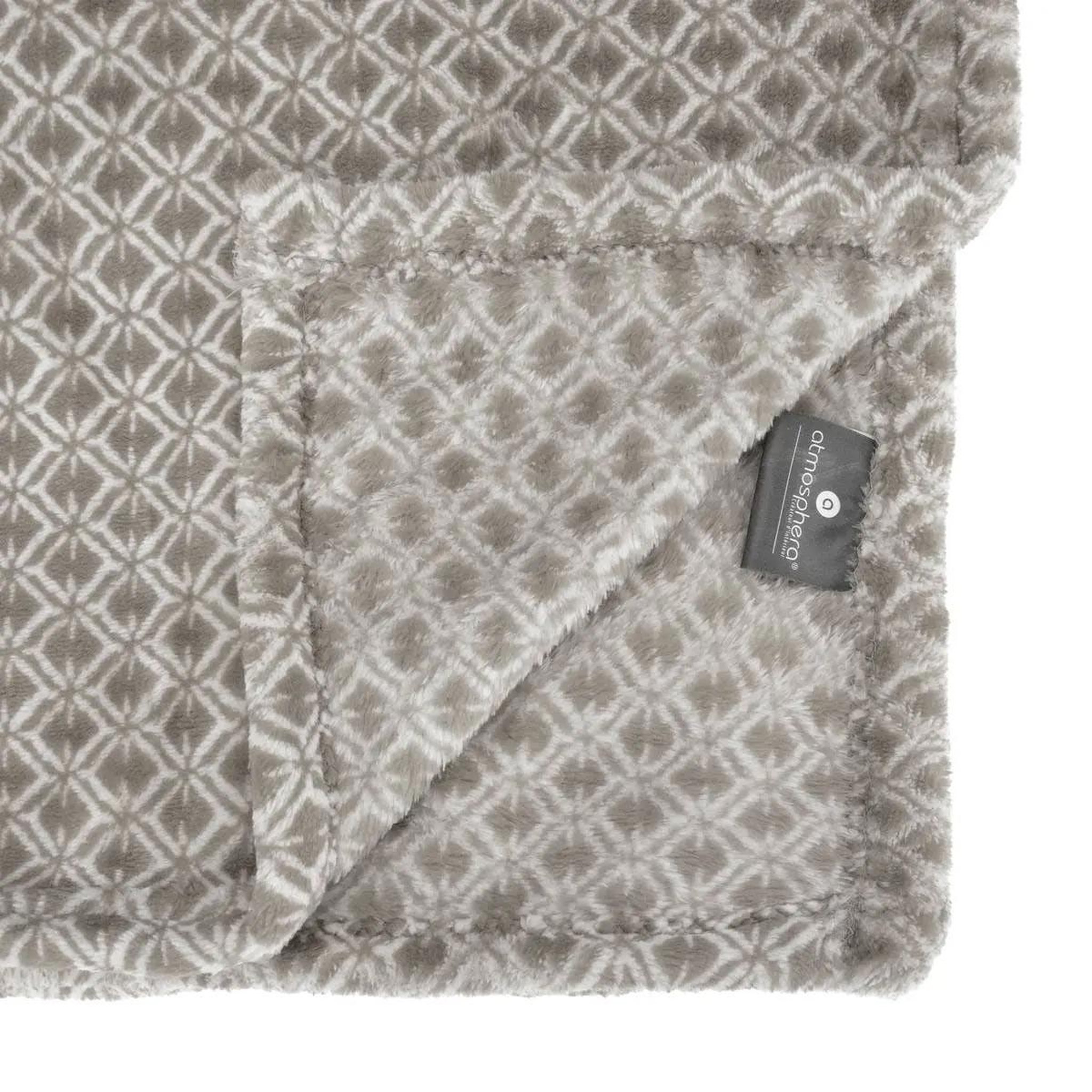 Voir la diapositive 2 : ATMOSPHERA Plaid flanelle imprimé  otto  125x150cm gris