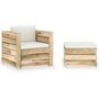Voir la diapositive 1 : VIDAXL Salon de jardin 2 pcs avec coussins vert bois impregne