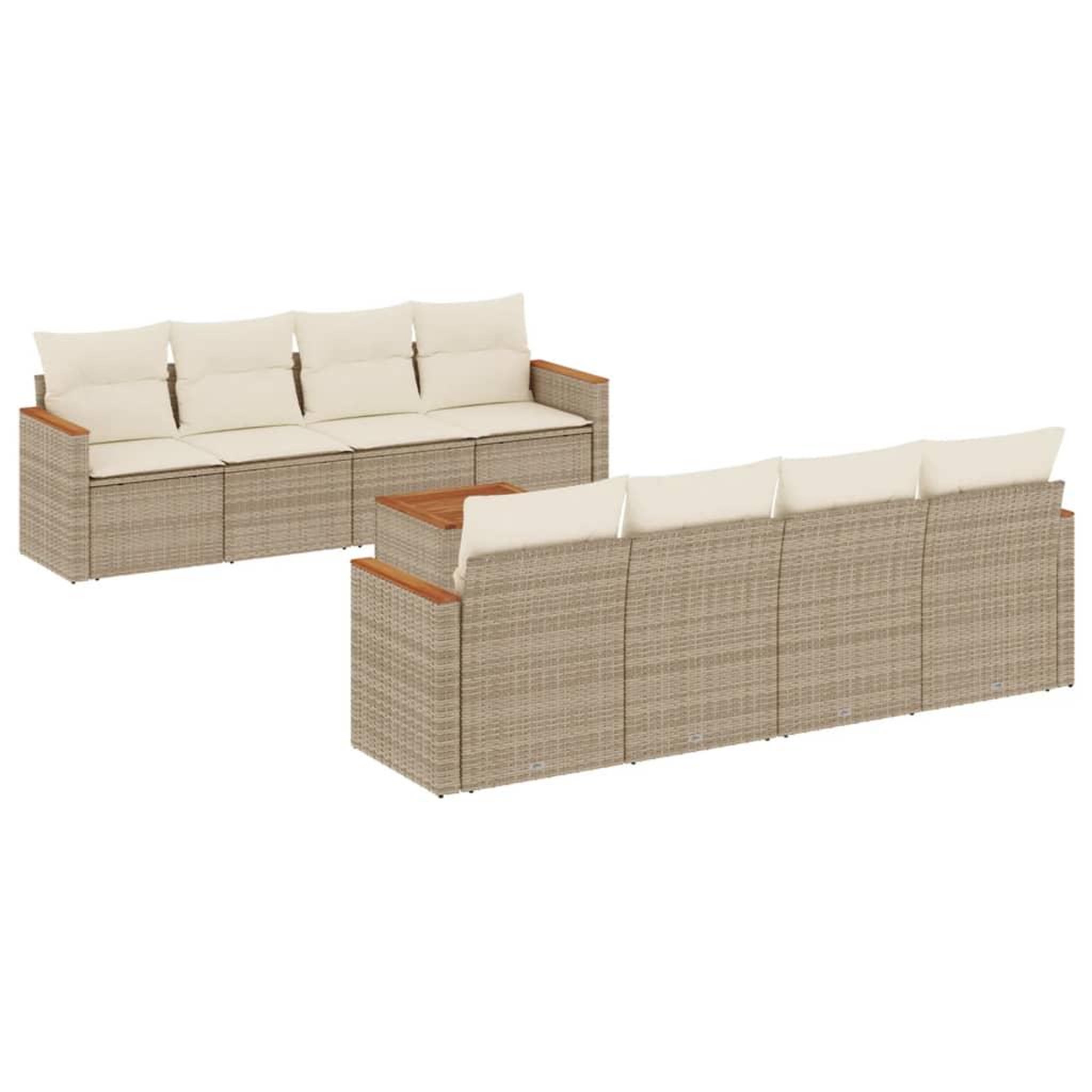 Voir la diapositive 2 : VIDAXL Salon de jardin avec coussins 9 pcs beige resine tressee