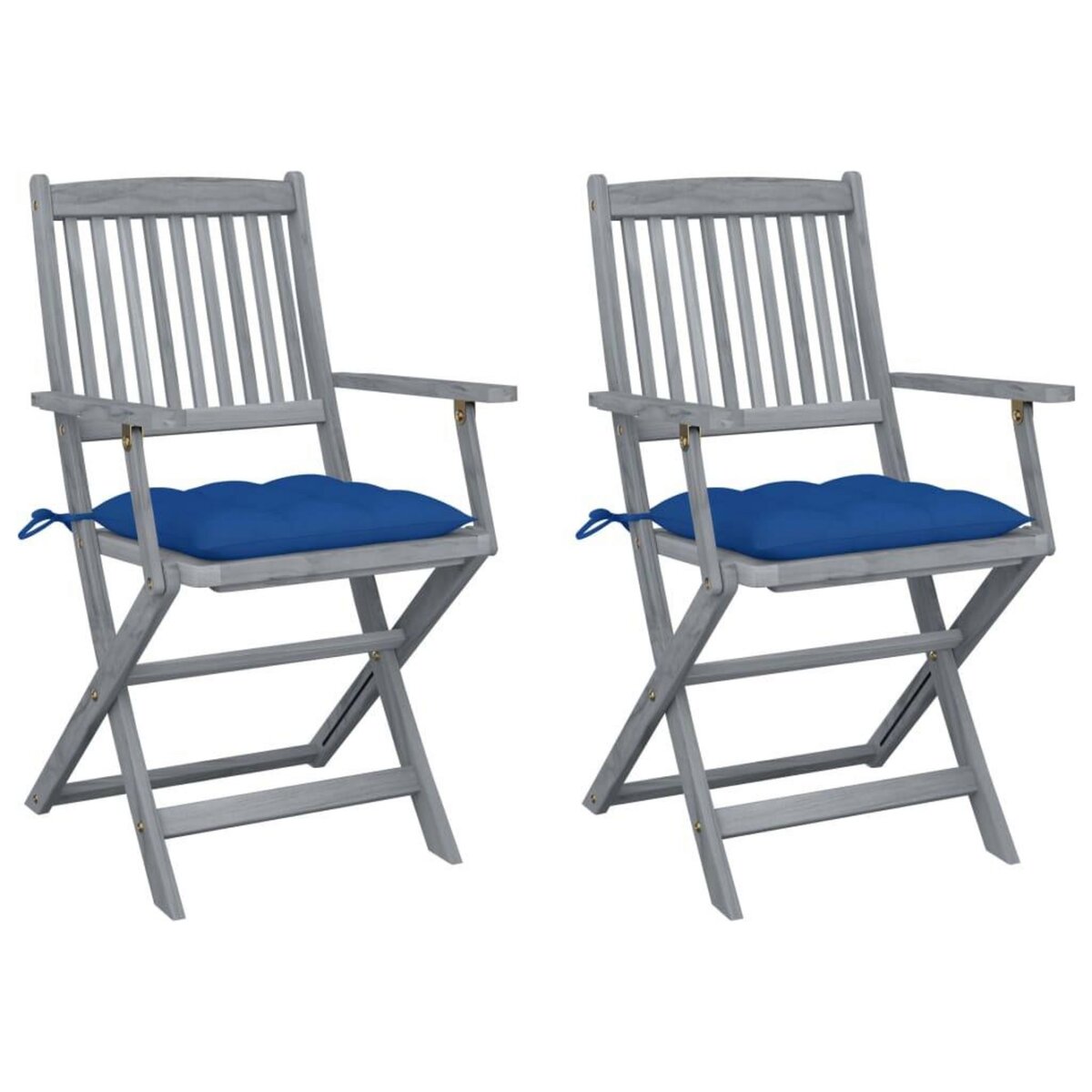 VIDAXL Chaises pliables d'exterieur lot de 2 et coussins Bois d'acacia