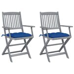 VIDAXL Chaises pliables d'exterieur lot de 2 et coussins Bois d'acacia