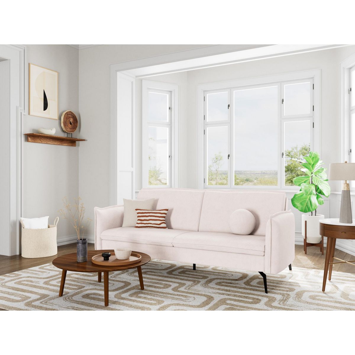 BEST MOBILIER Lexie - canapé convertible clic-clac 2 places en velours côtelé