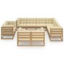 Voir la diapositive 3 : VIDAXL Salon de jardin 12 pcs avec coussins marron miel bois de pin