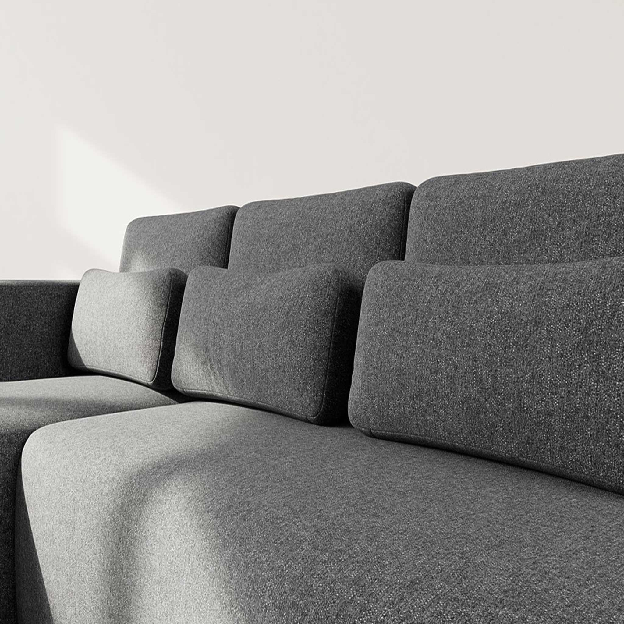 Voir la diapositive 4 : BEST MOBILIER Mahina - canapé d'angle gauche 4 places convertible avec coffre en tissu texturé
