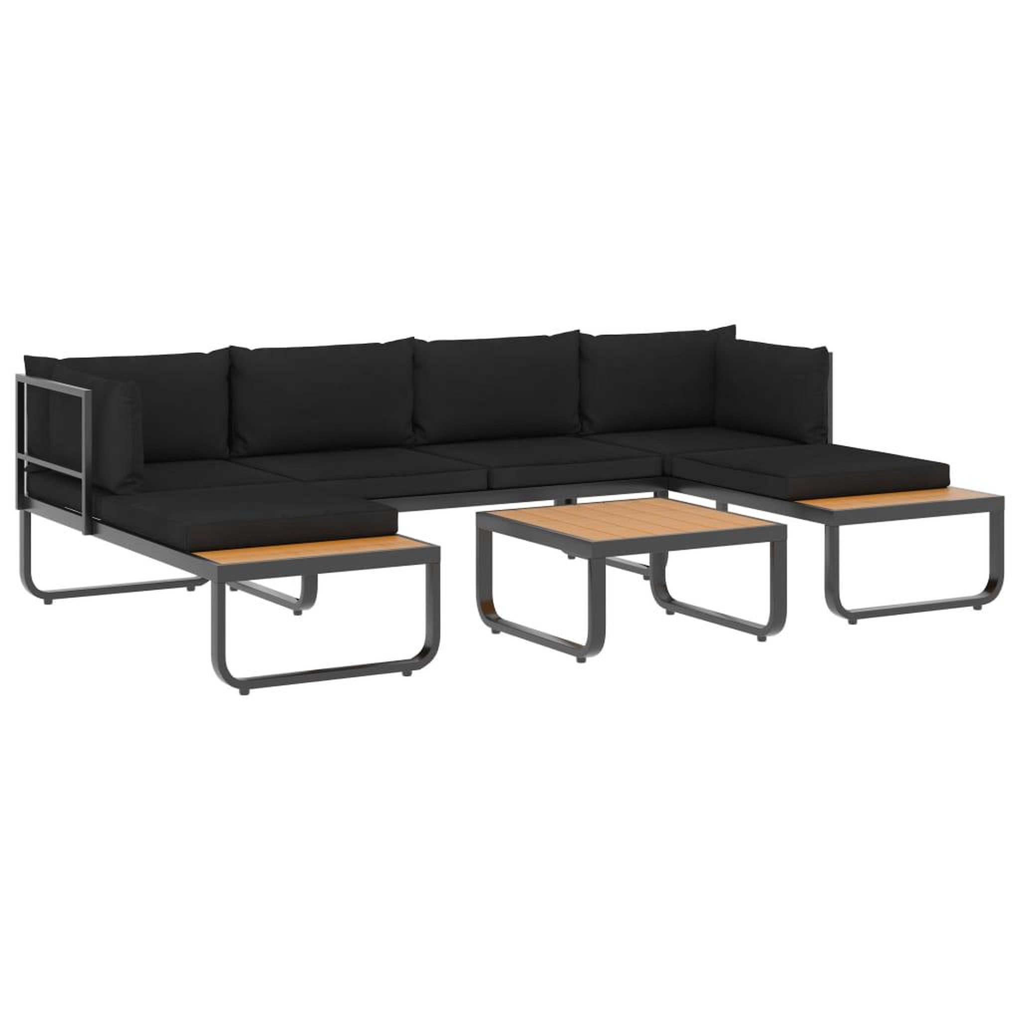 Voir la diapositive 2 : VIDAXL Canape d'angle de jardin a 4 places avec coussins Aluminium WPC