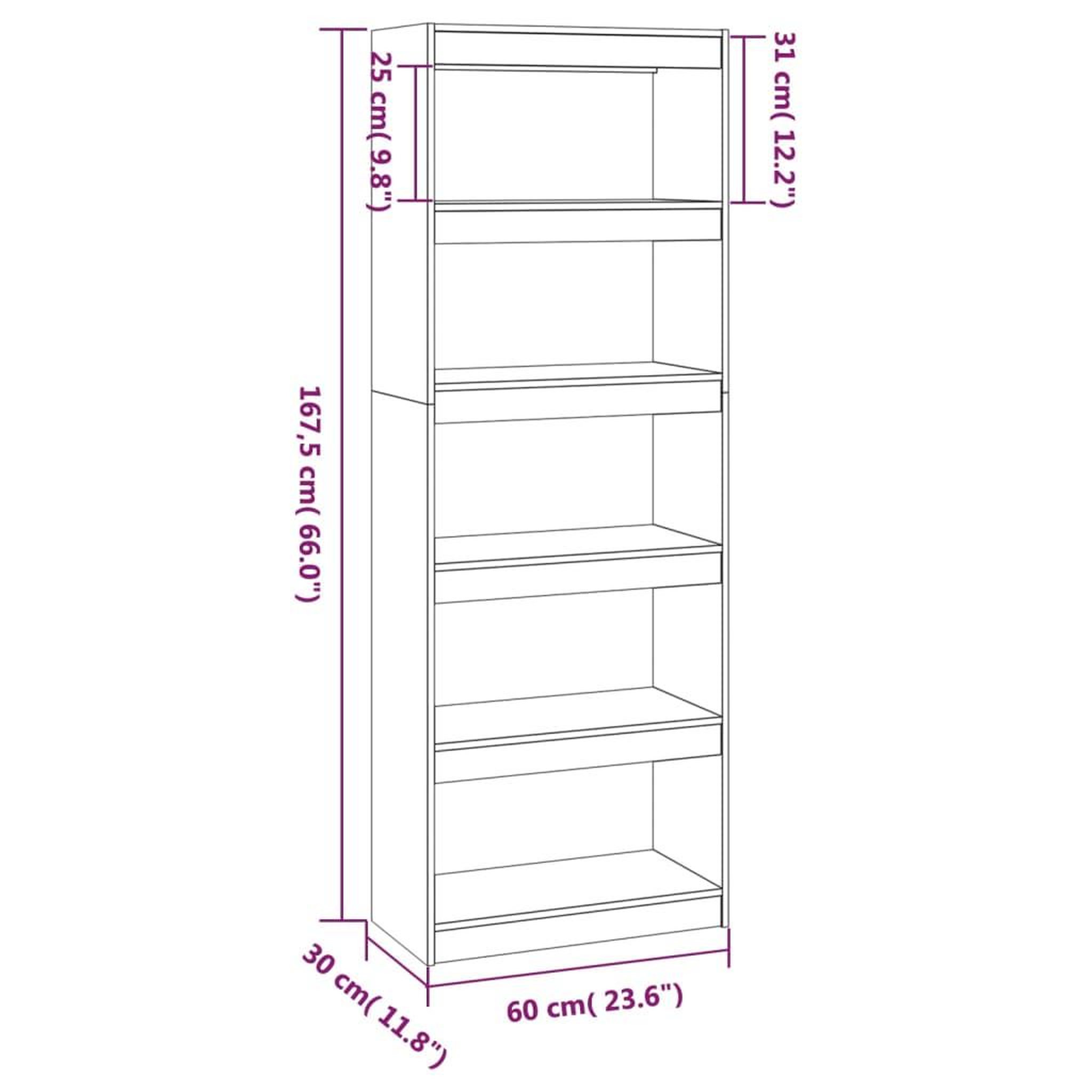 Voir la diapositive 6 : VIDAXL Bibliotheque/Separateur de piece Gris 60x30x167,5 cm Pin massif