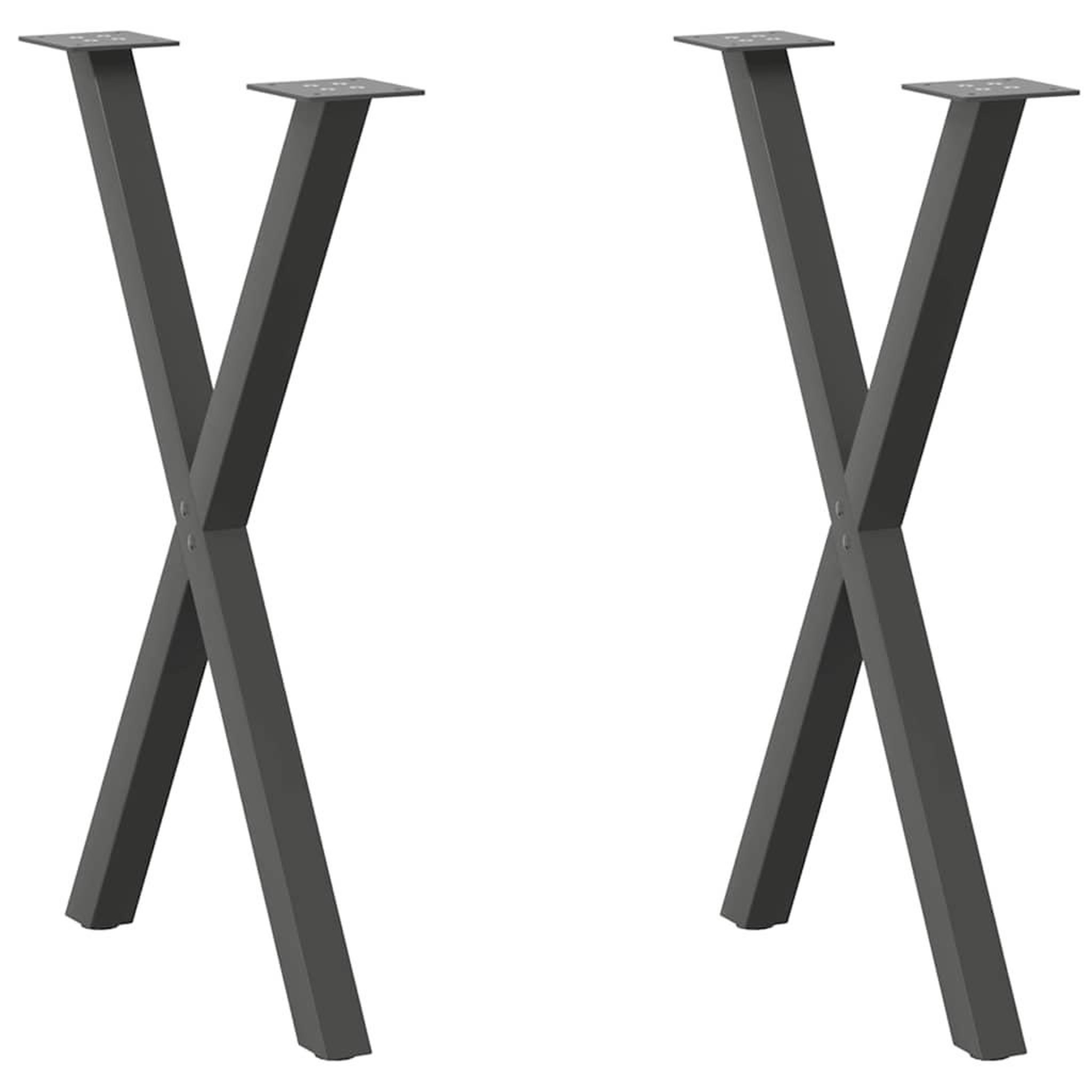 VIDAXL Pieds de table a manger forme de X 2 pcs 50x(72-73) cm acier