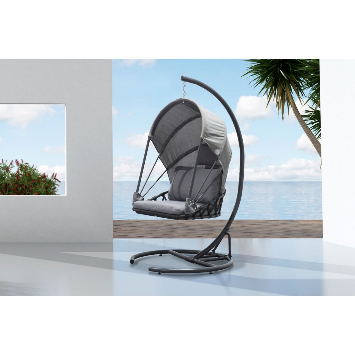 DCB GARDEN Balancelle de jardin - Coussins gris - LACANAU