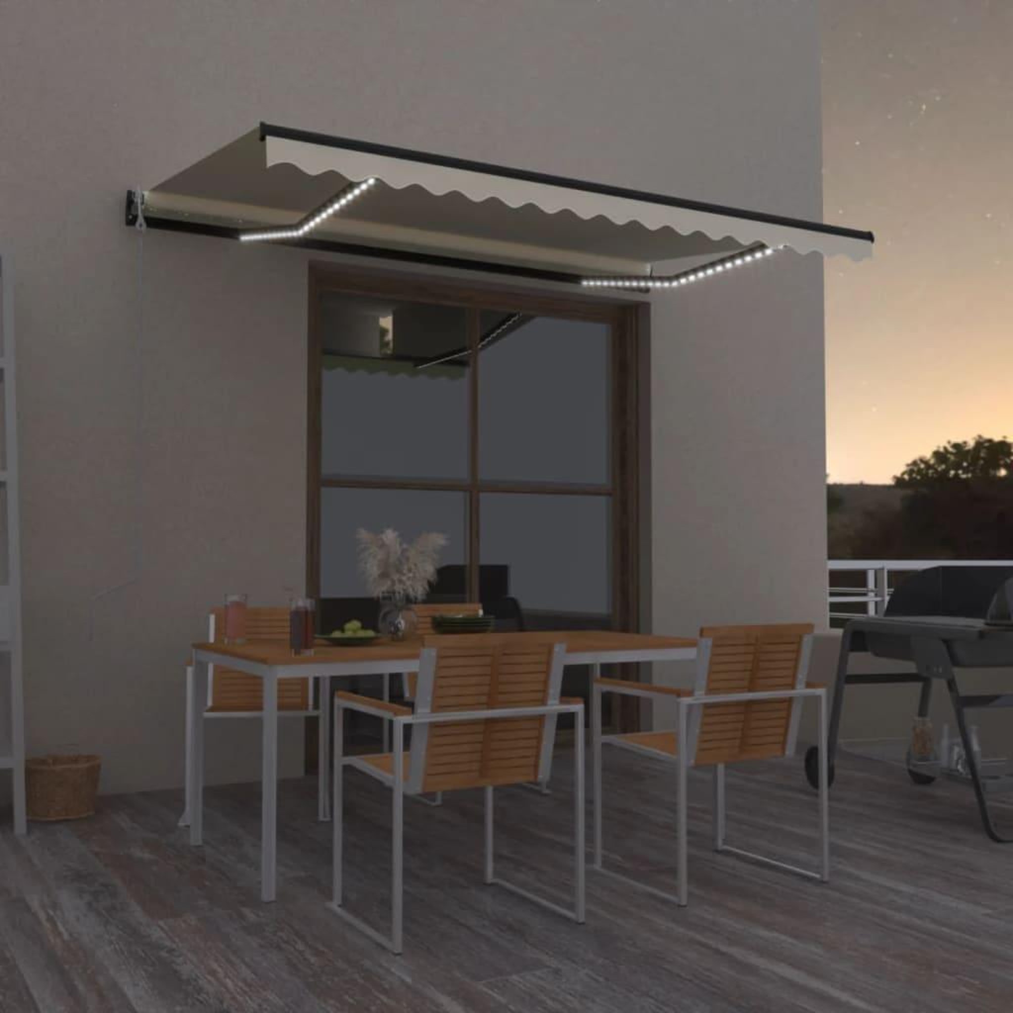 VIDAXL Auvent automatique avec capteur de vent et LED 450x350 cm Creme