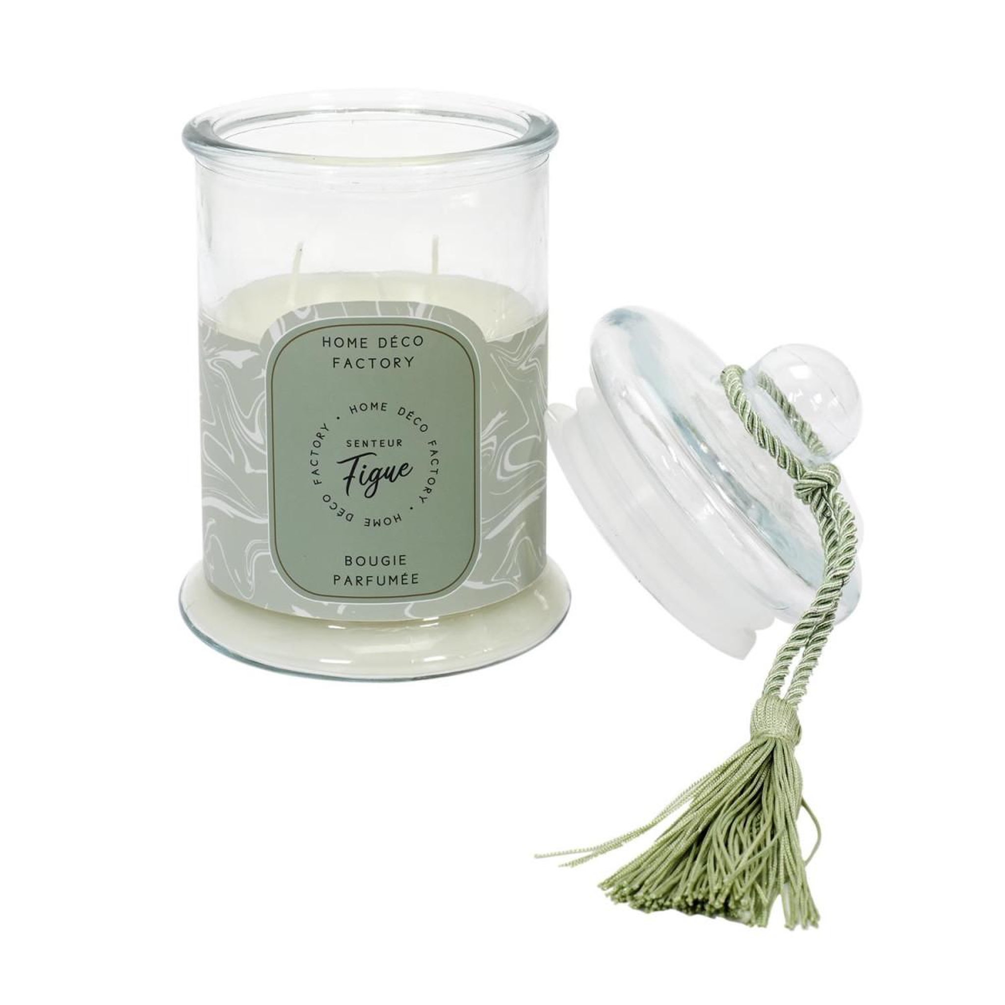 Voir la diapositive 2 : The Home Deco Factory Bougie parfumée en verre  bonbonnière  23cm figue