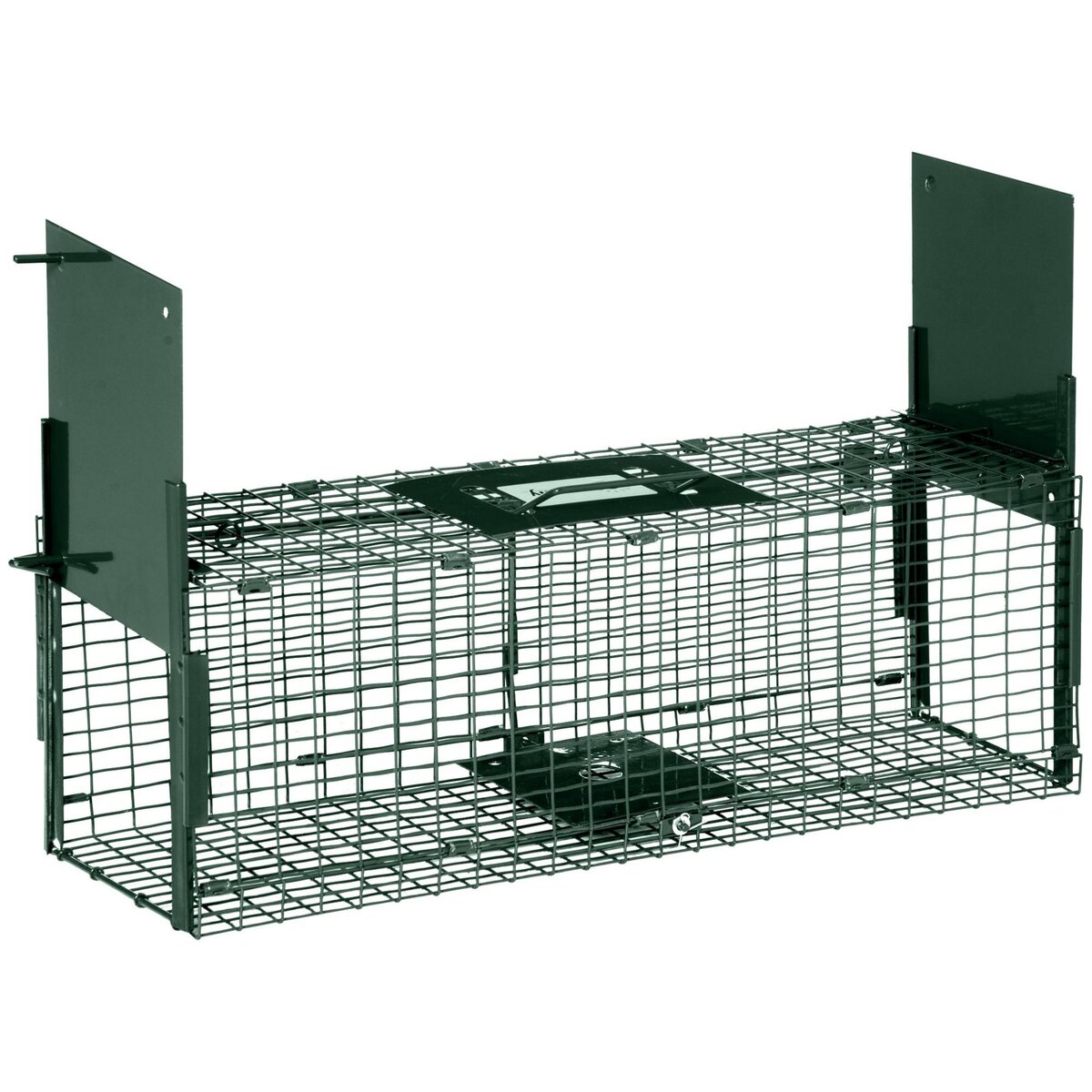 PAWHUT Piège de capture pour petits animaux type lapin rat - 2 entrées + poignée - dim. 60L x 18l x 20H cm - métal vert