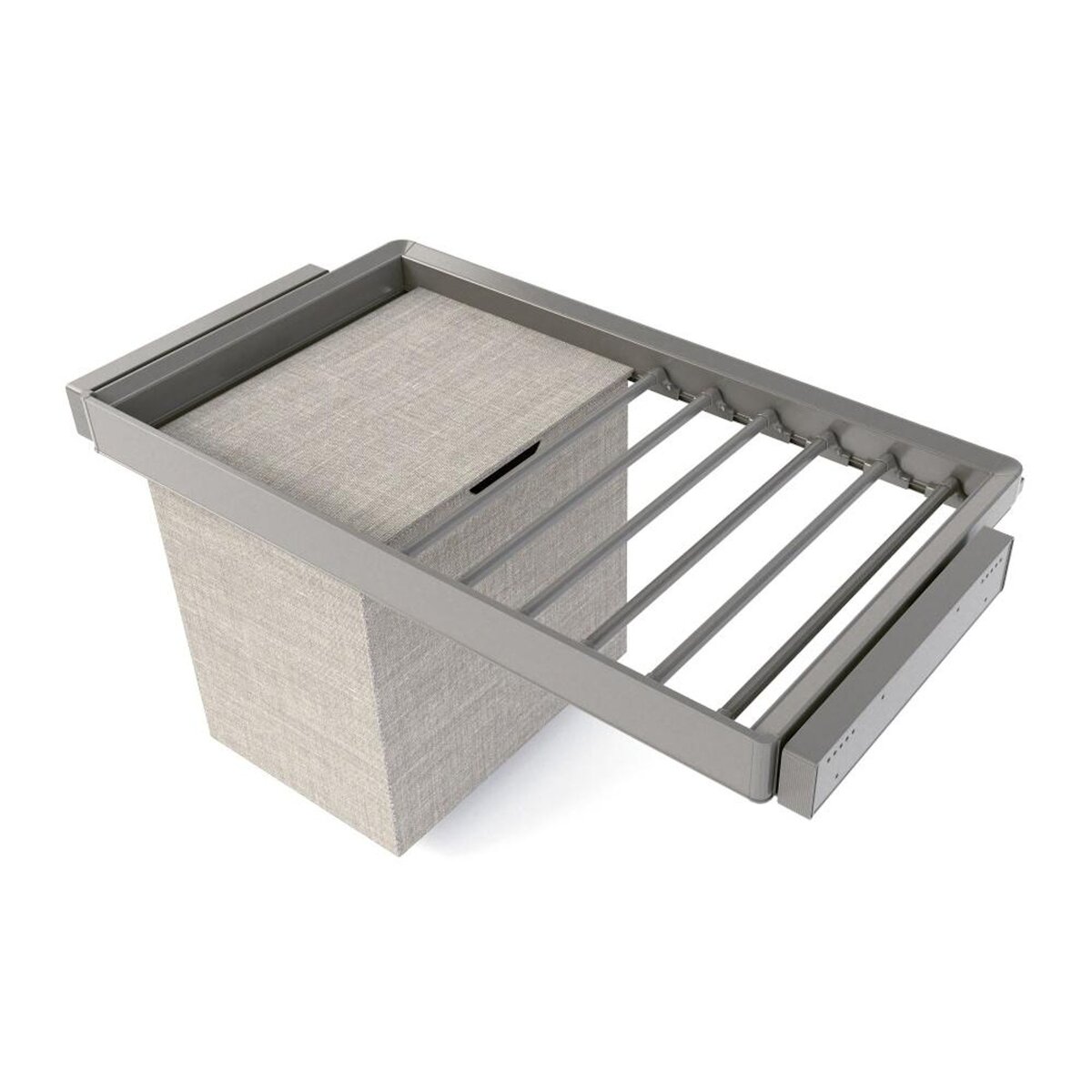 EMUCA SRL Kit de porte-pantalon à 7tringles -  panier et rack ajustable Quartz pour armoires -  glissières extension totale et à fermeture douce -  Module 90cm -  Finition Titane