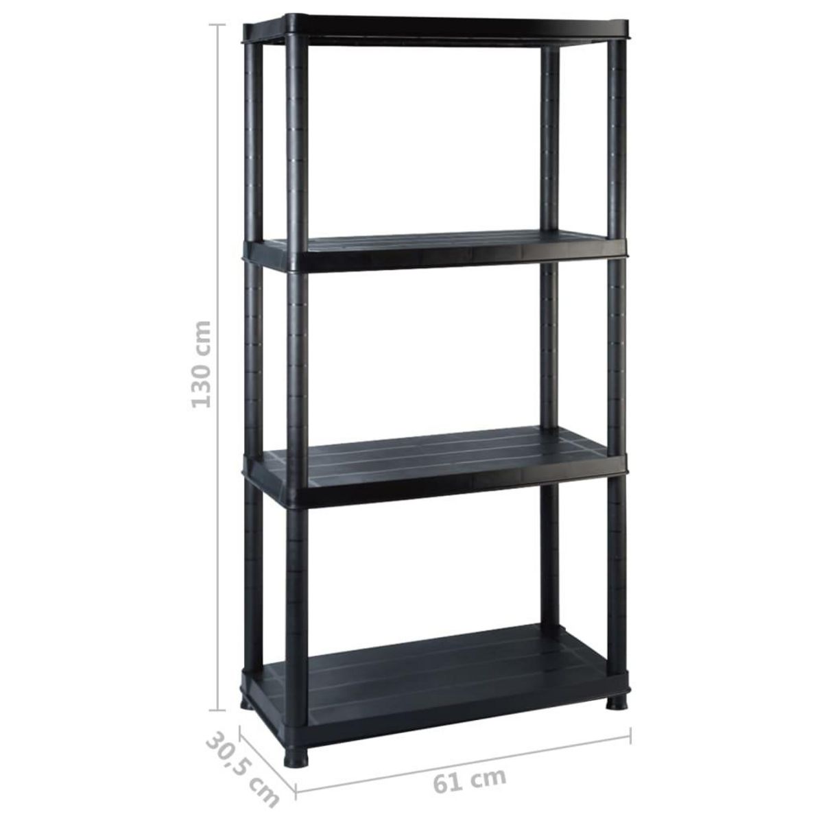 VIDAXL Etagere de rangement a 4 niveaux Noir 122x30,5x130 cm Plastique