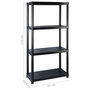 Voir la diapositive 6 : VIDAXL Etagere de rangement a 4 niveaux Noir 122x30,5x130 cm Plastique