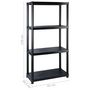 Voir la diapositive 6 : VIDAXL Etagere de rangement a 4 niveaux Noir 122x30,5x130 cm Plastique