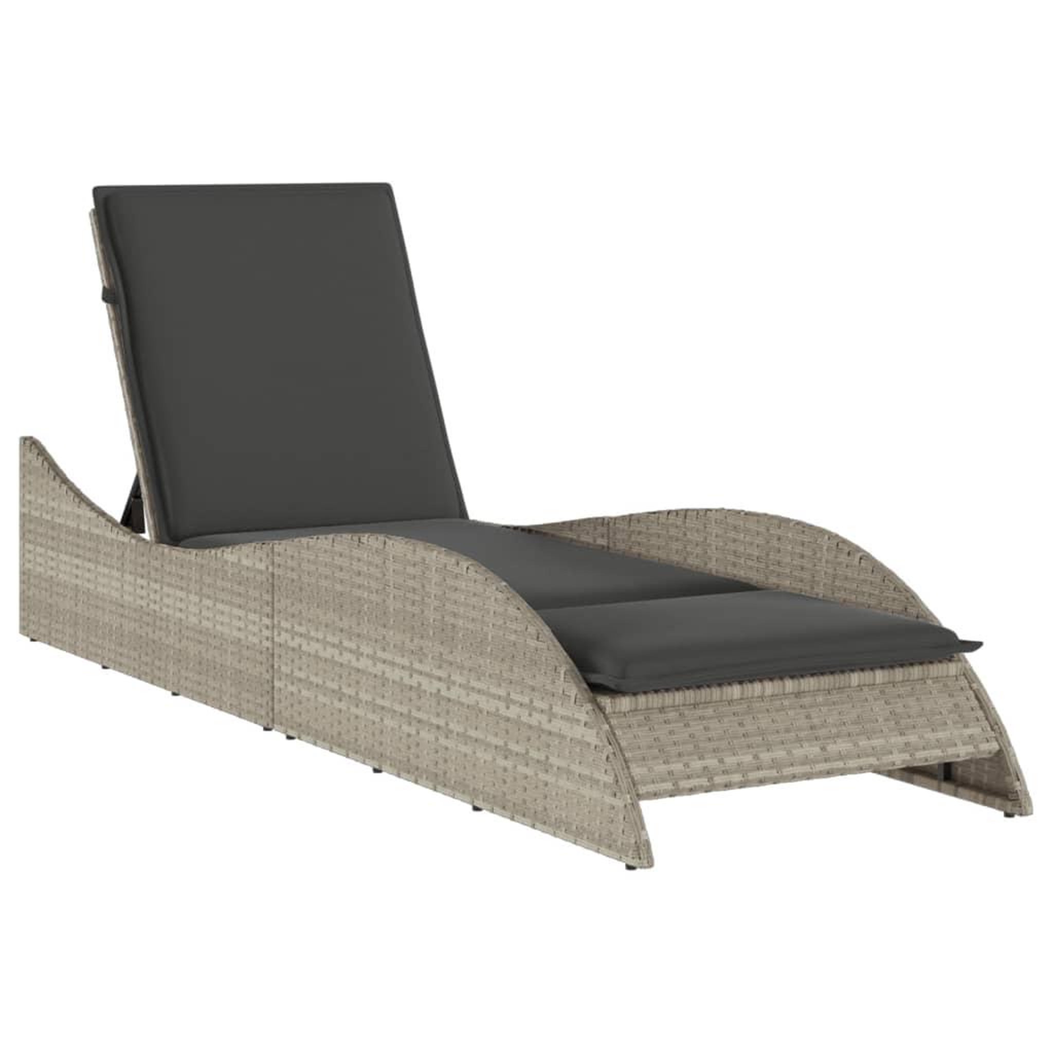 Voir la diapositive 2 : VIDAXL Chaise longue avec coussin gris clair 60x205x73 cm poly rotin