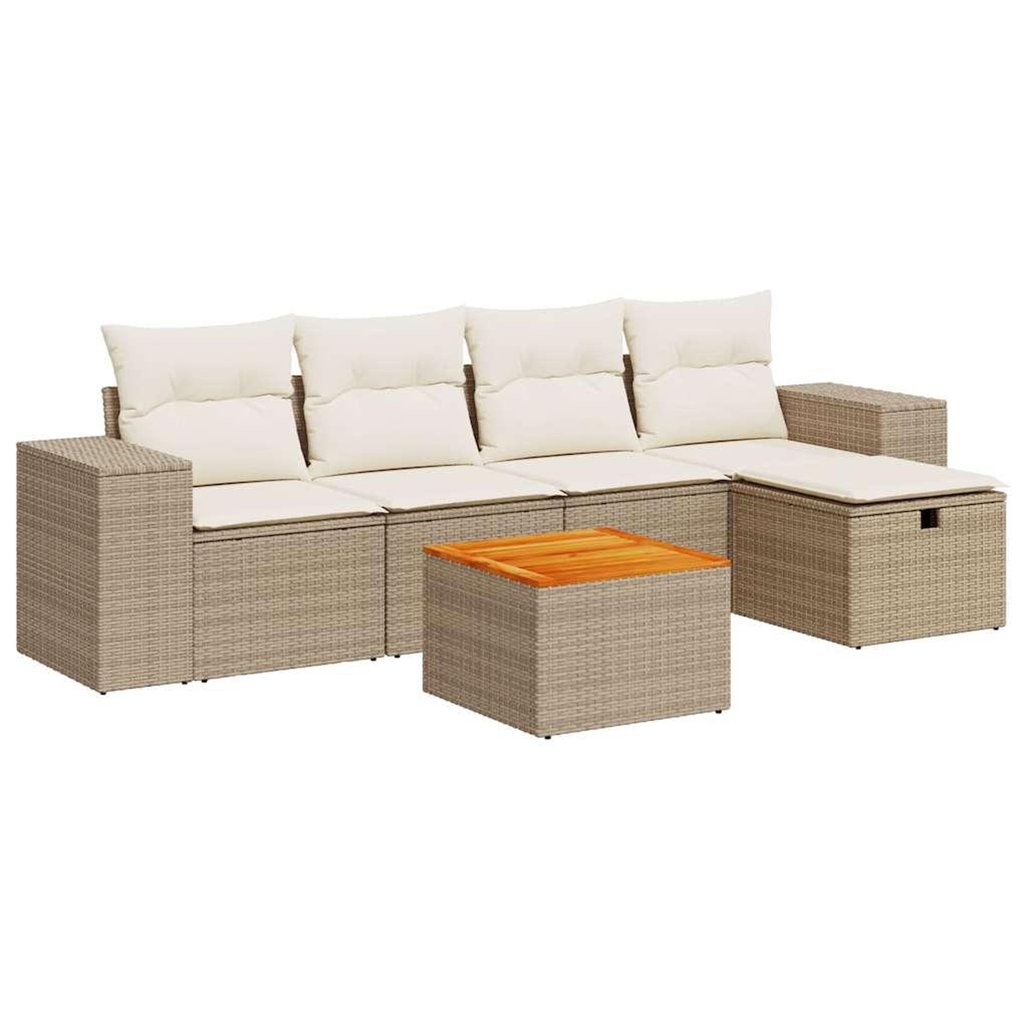 Voir la diapositive 2 : VIDAXL Salon de jardin avec coussins 6 pcs beige resine tressee