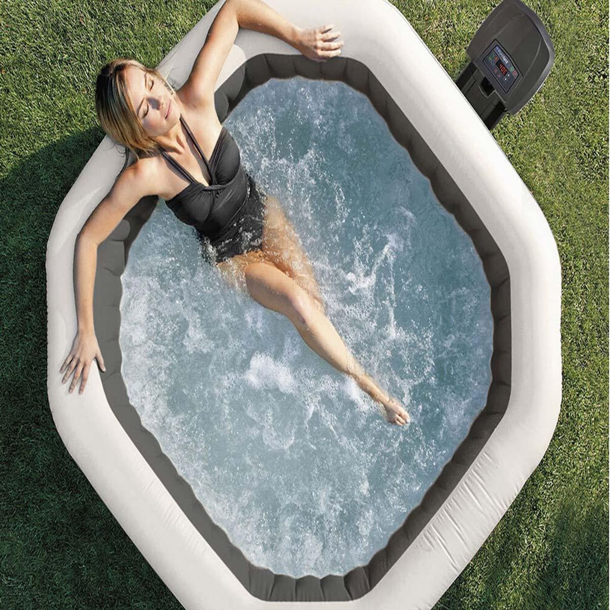 INTEX Spa gonflable PureSpa Carbone octogonal Bulles et Jets 4 places - Intex