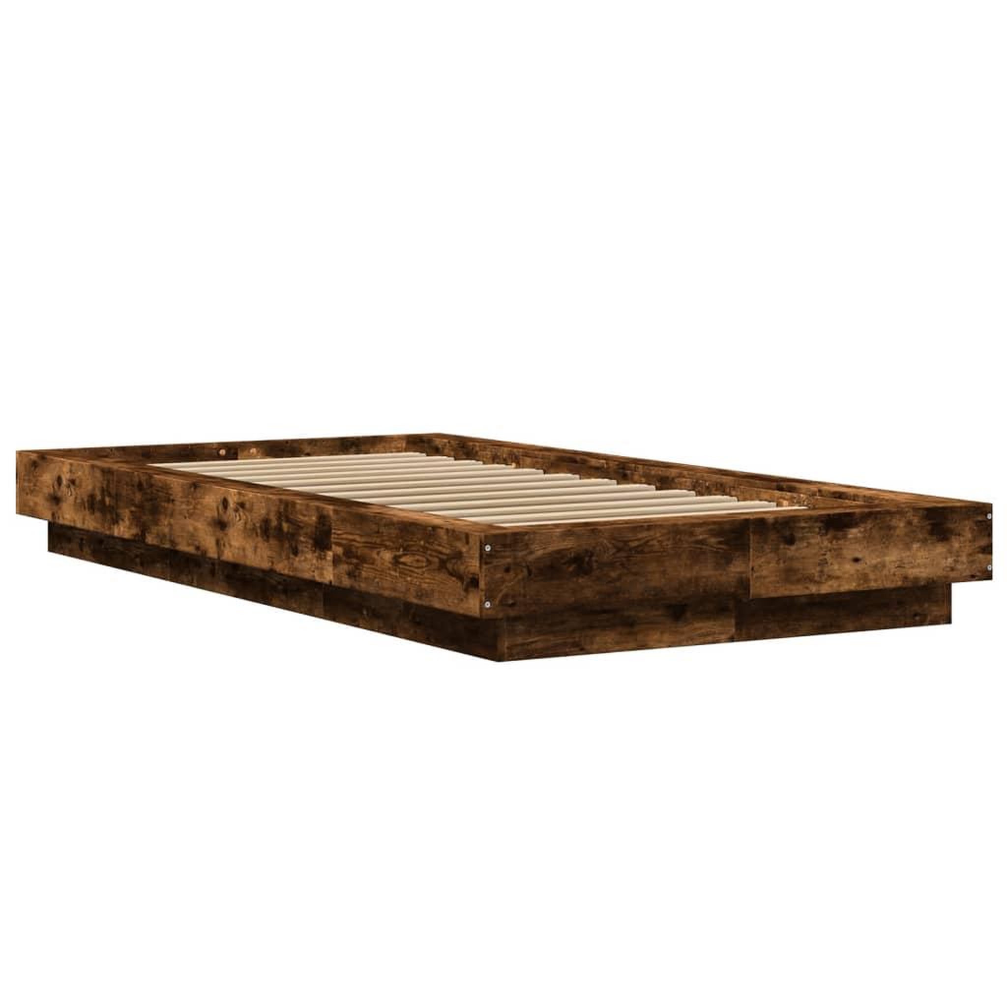 Voir la diapositive 3 : VIDAXL Cadre de lit et lumieres LED sans matelas chene fume 90x190 cm