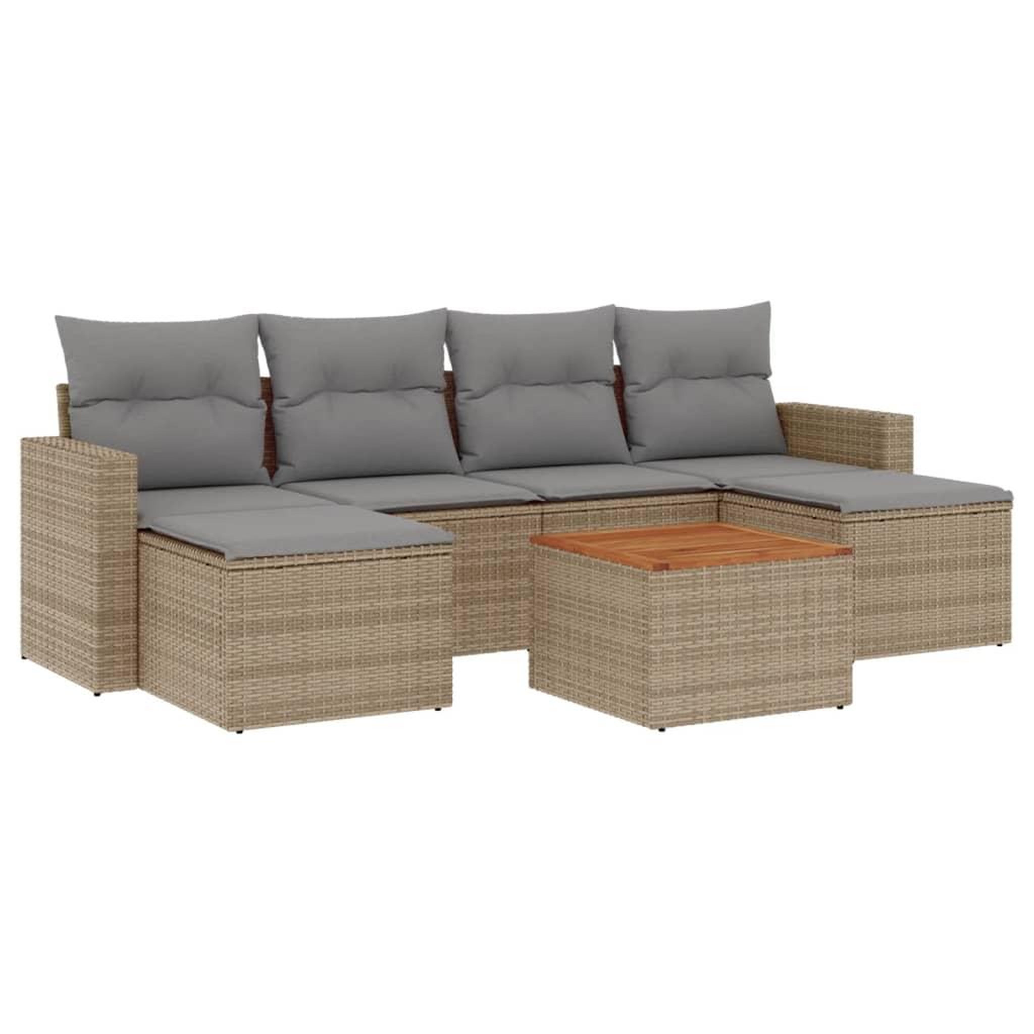 Voir la diapositive 2 : VIDAXL Salon de jardin avec coussins 7 pcs beige resine tressee