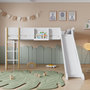 Voir la diapositive 4 : MERAX Lit enfant mi hauteur 90x200cm pin coloris blanc+naturel