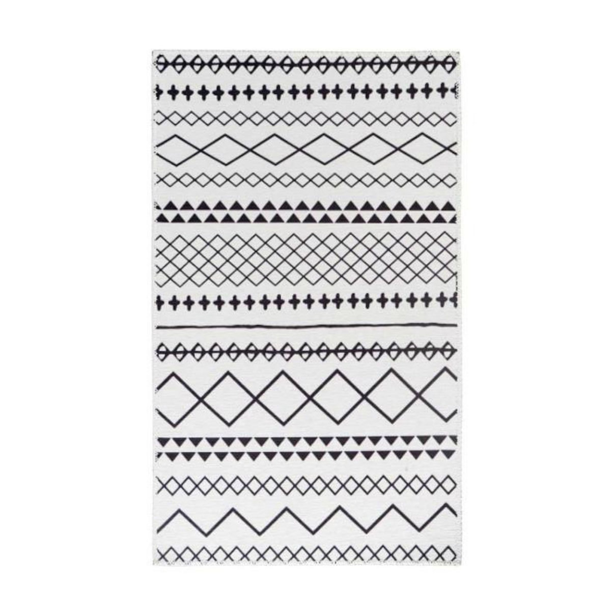 Paris Prix Tapis Tissé Imprimé à Poils Plats  Maya IV  Blanc & Noir