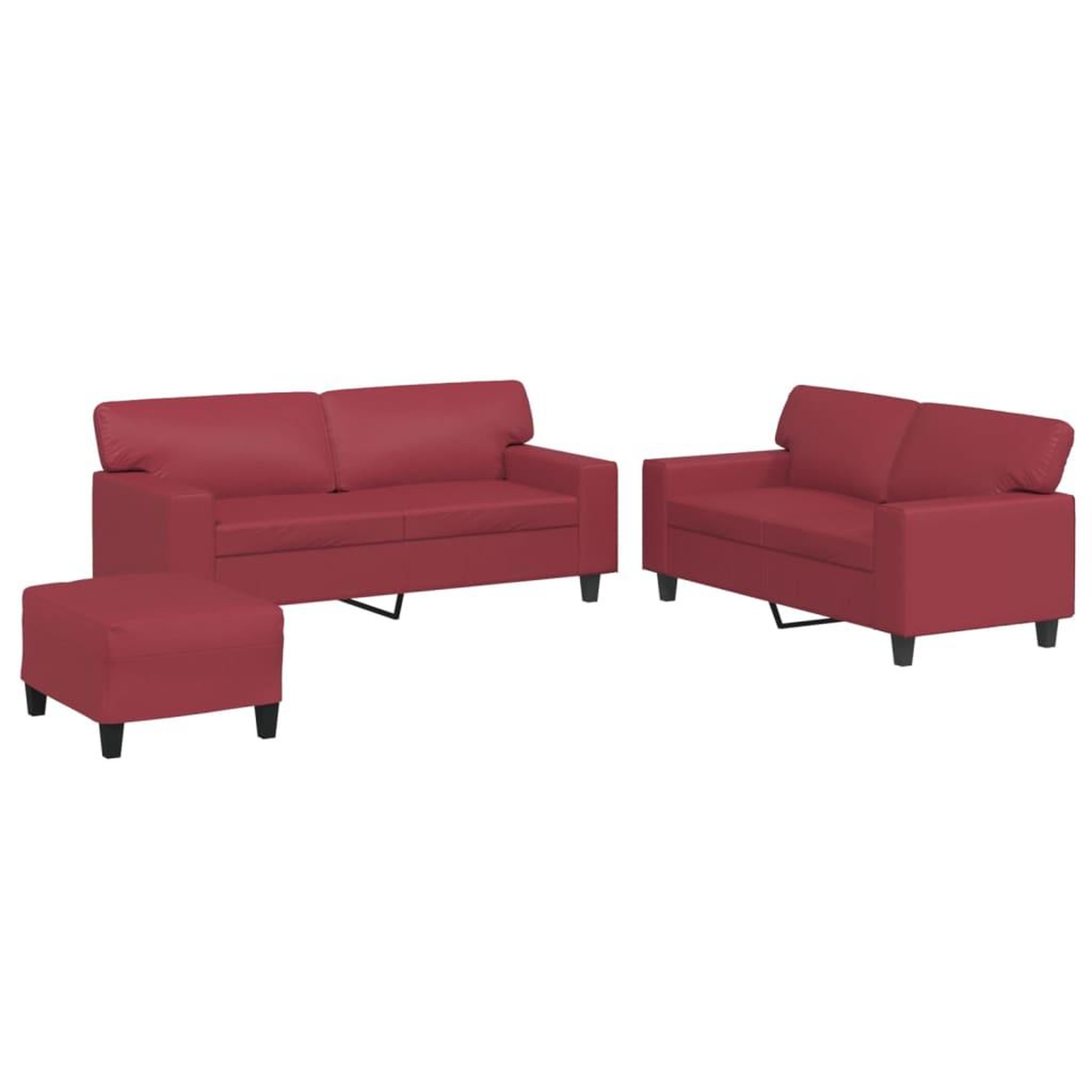 Voir la diapositive 2 : VIDAXL Ensemble de canapes 3 pcs rouge bordeaux similicuir