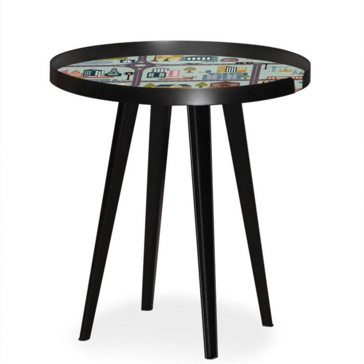 Paris Prix Table d'Appoint à Rebord 3 Covers  Kid  45cm Noir