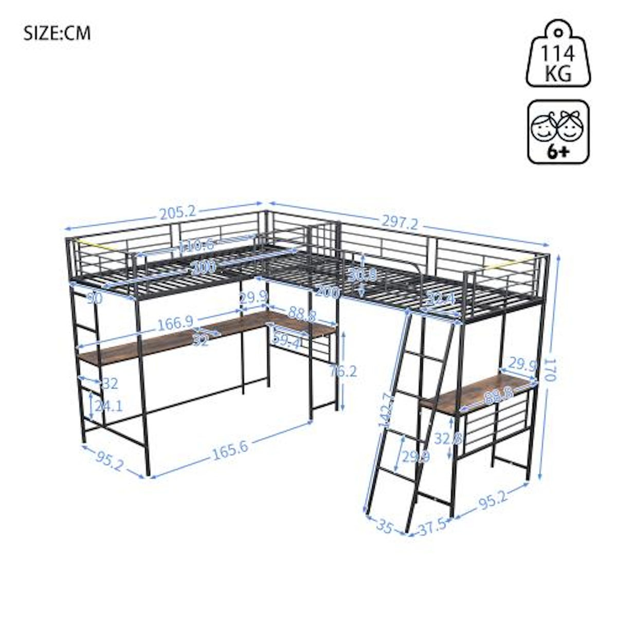 MERAX Lit mezzanine enfant