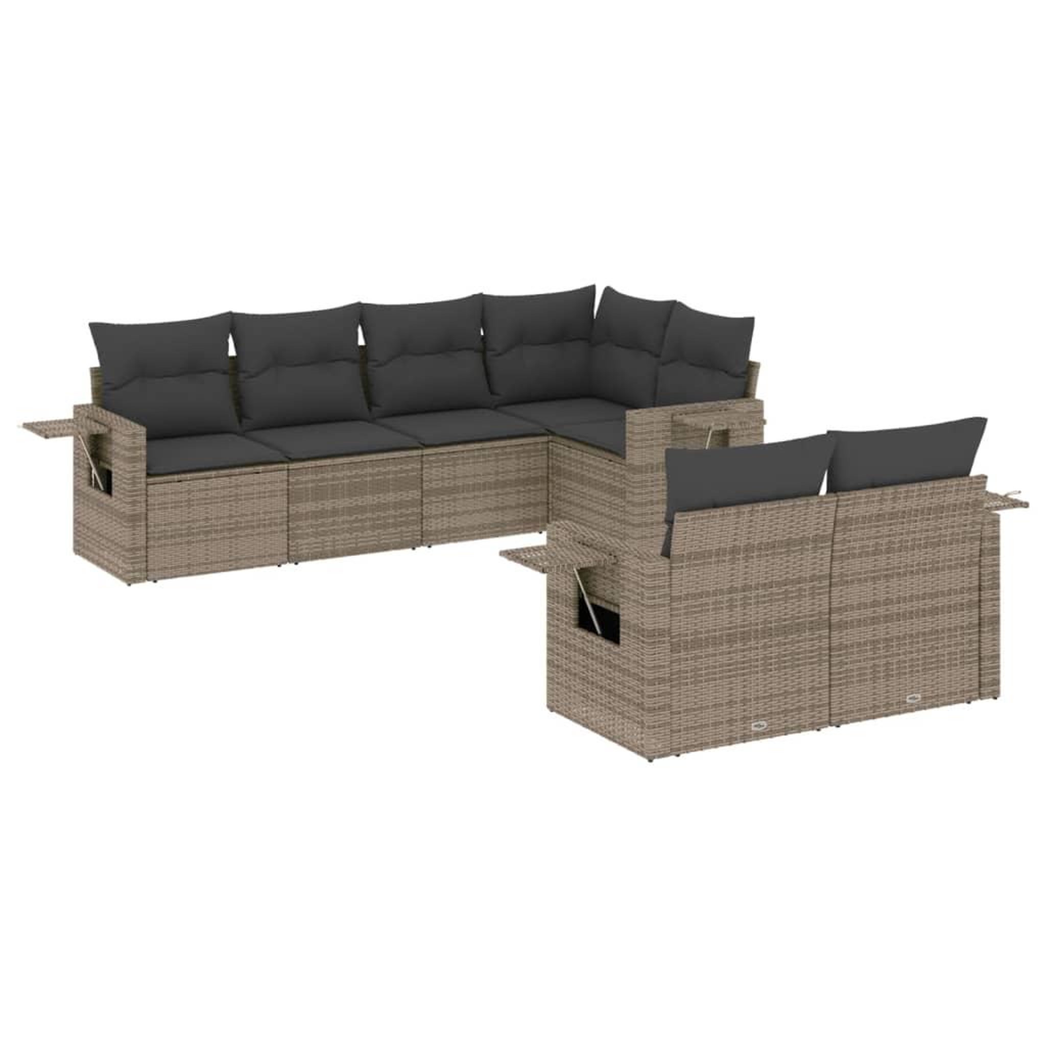 Voir la diapositive 2 : VIDAXL Salon de jardin avec coussins 7 pcs gris resine tressee