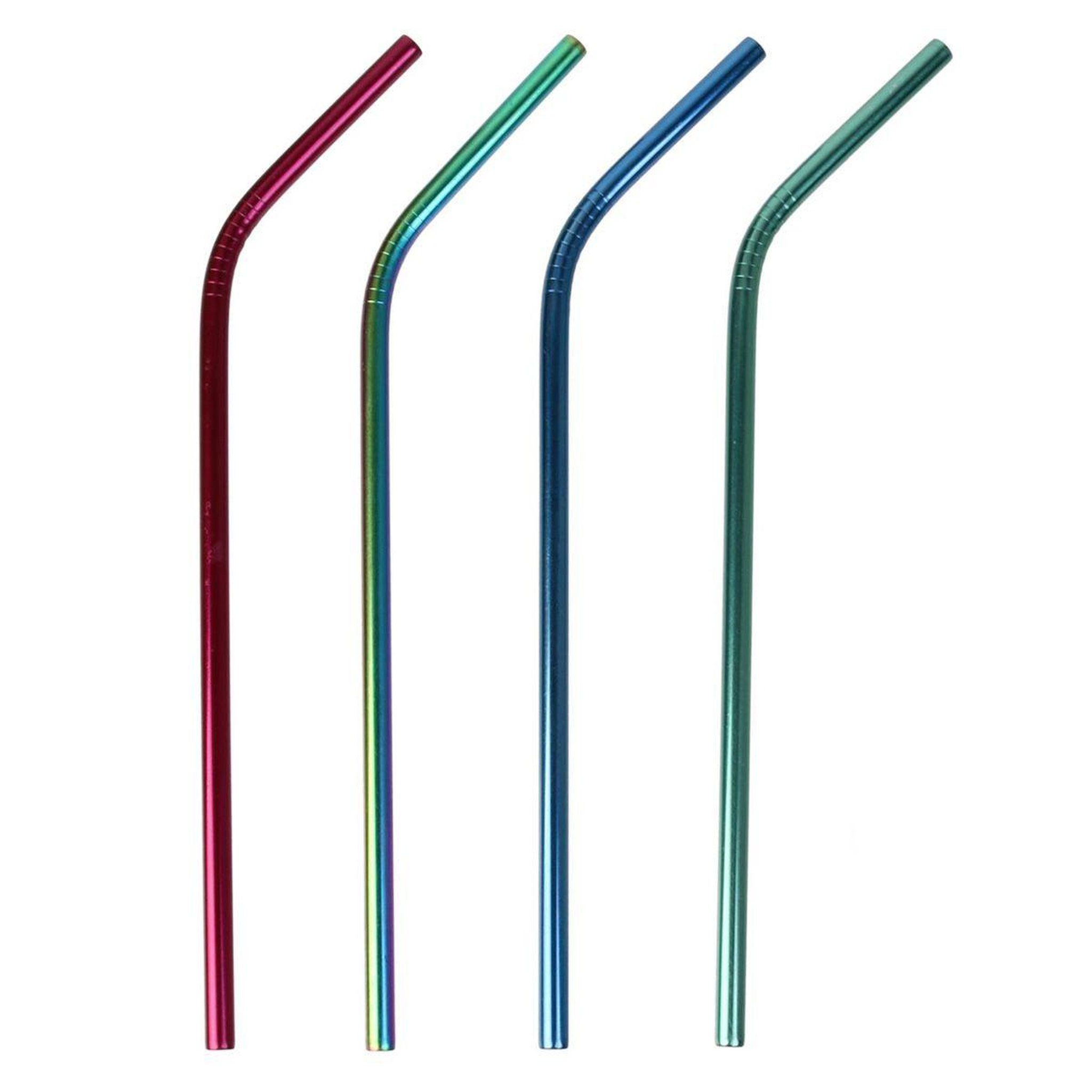Voir la diapositive 1 : COOK CONCEPT Lot de 4 pailles inox  goupillon  22cm multicolore