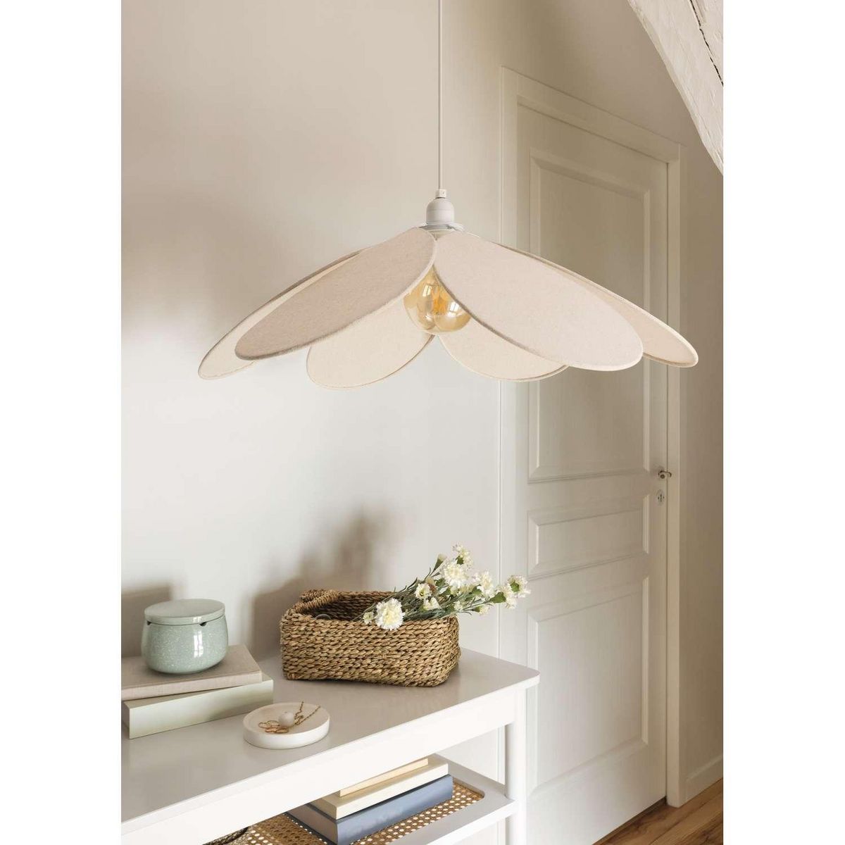 ATMOSPHERA Suspension en lin FLEUR - Diam 72 cm - Beige