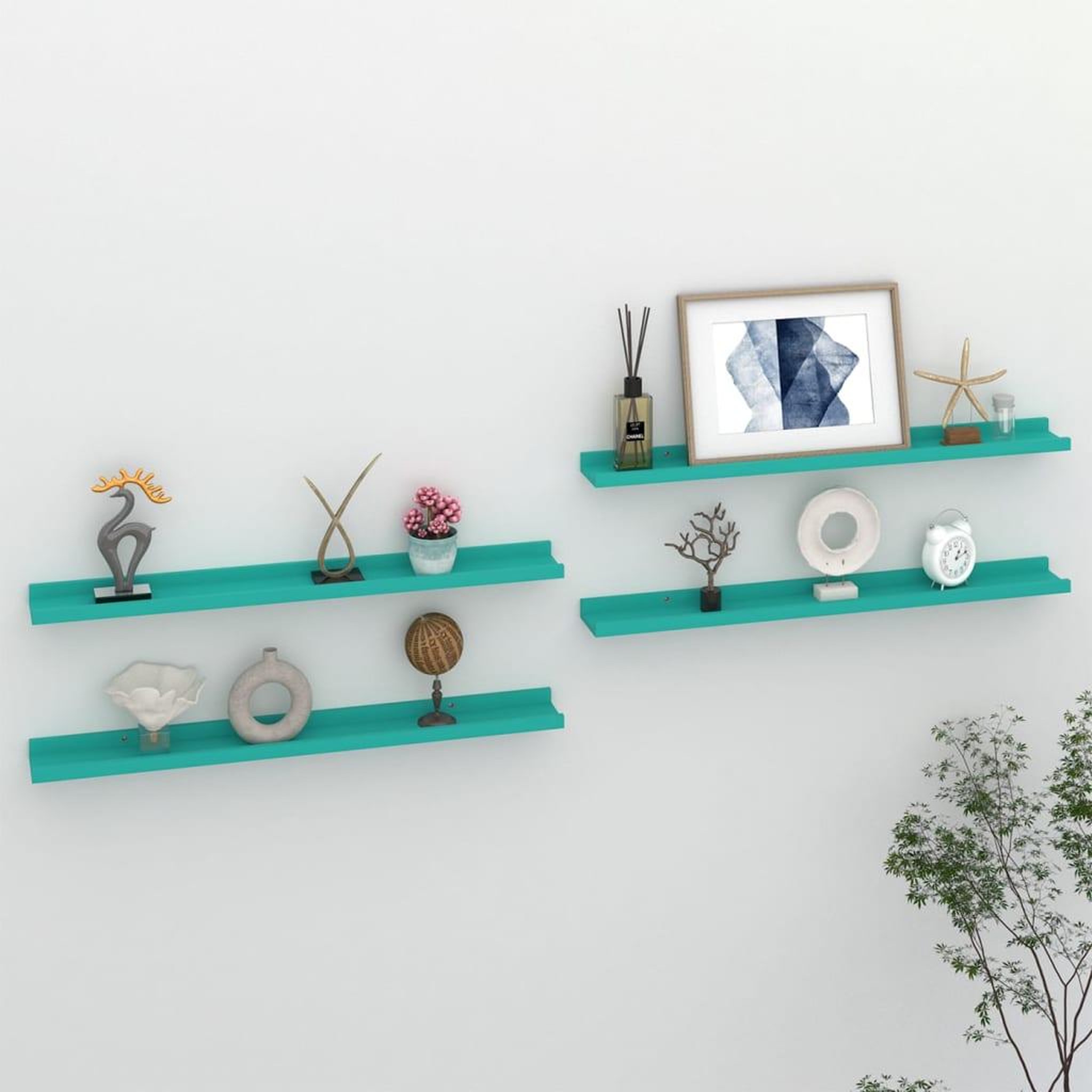 Voir la diapositive 1 : VIDAXL Etageres murales 4 pcs Bleu 80x9x3 cm