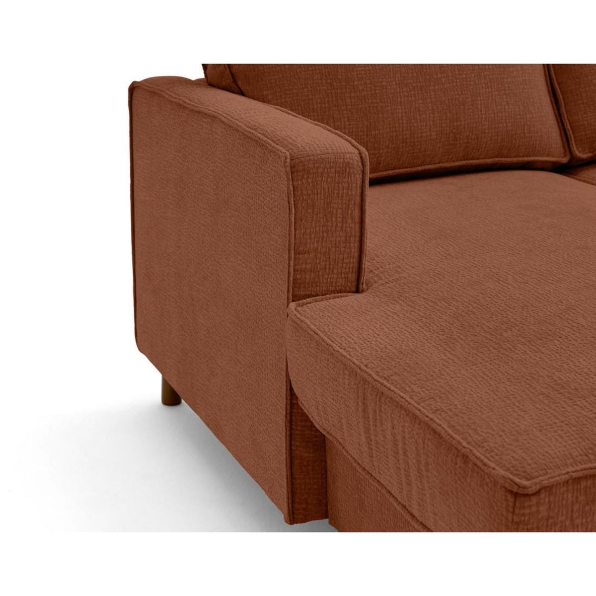 LISA DESIGN Jake - canapé panoramique d'angle droit 7 places convertible avec coffre en tissu velours relief