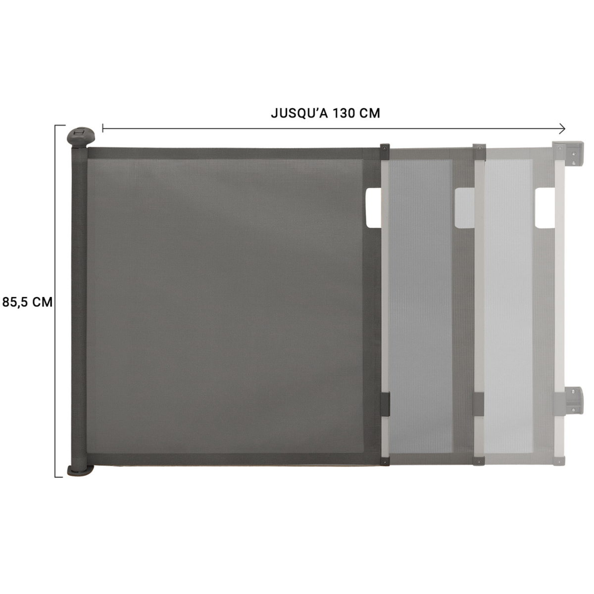 ID MARKET Barrière de sécurité rétractable pour animaux domestiques 130 cm gris