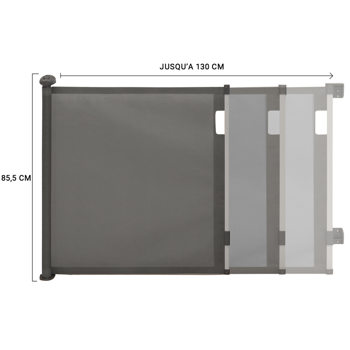 ID MARKET Barrière de sécurité rétractable pour animaux domestiques 130 cm gris