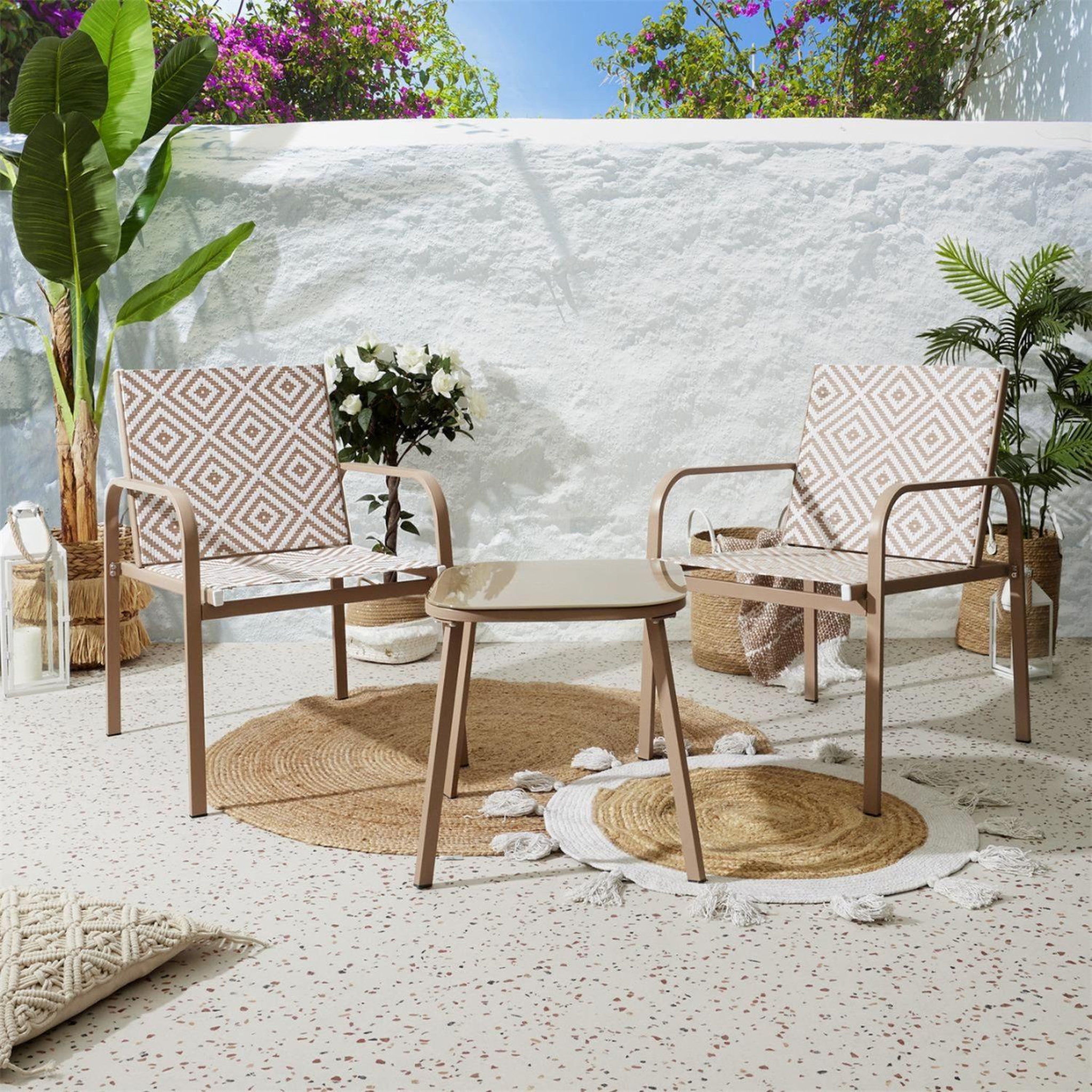 Voir la diapositive 2 : The Home Deco Factory Salon de jardin en aluminium et texaline 2 places mexico