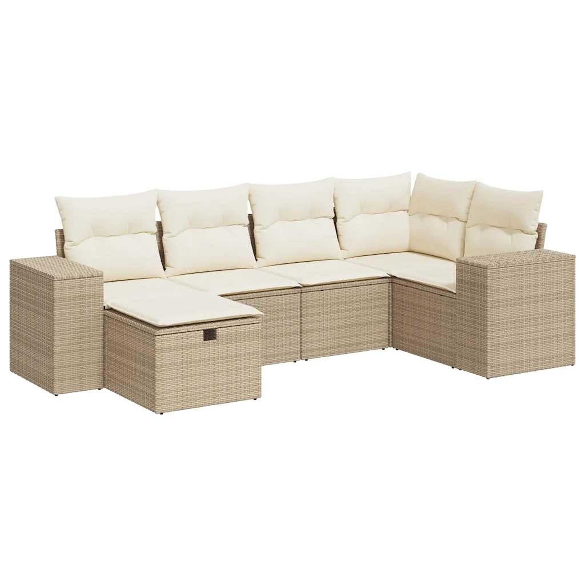 Voir la diapositive 2 : VIDAXL Salon de jardin avec coussins 6 pcs beige resine tressee