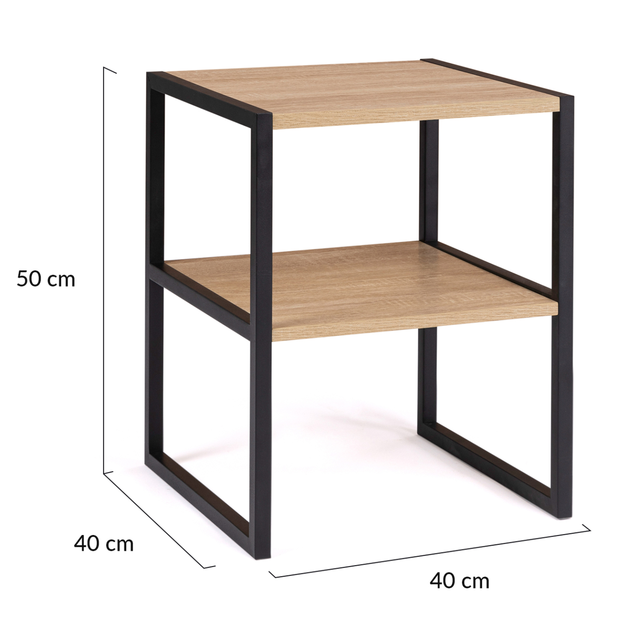 Voir la diapositive 4 : ID MARKET Lot de 2 tables de chevet DETROIT tables d'appoint bois et métal noir design industriel