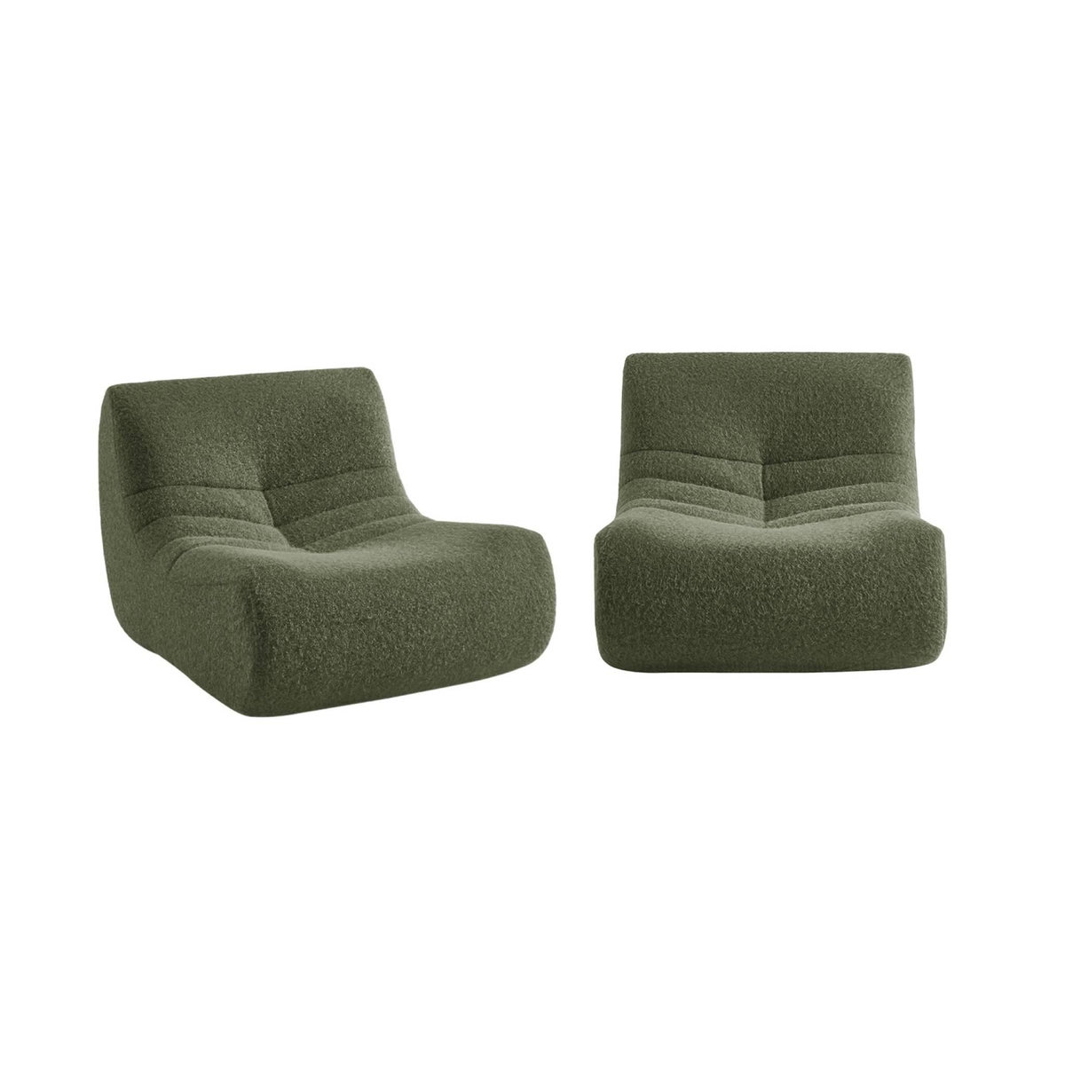 SWEEEK Chauffeuse tissu effet alpaca 2 places. kaki. style contemporain. L 91 x P 105 x H 72cm