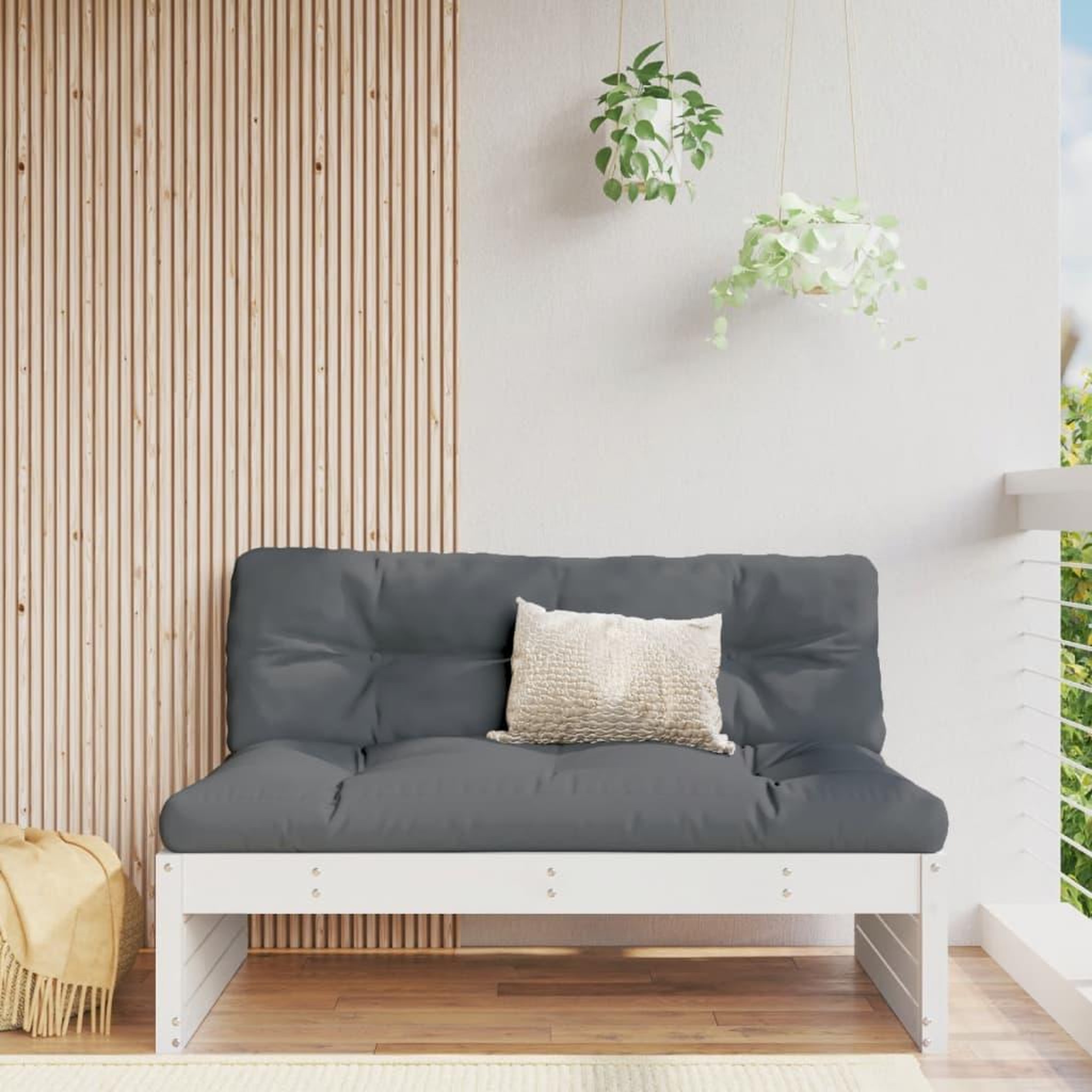 VIDAXL Canape central 120x80 cm blanc bois de pin massif