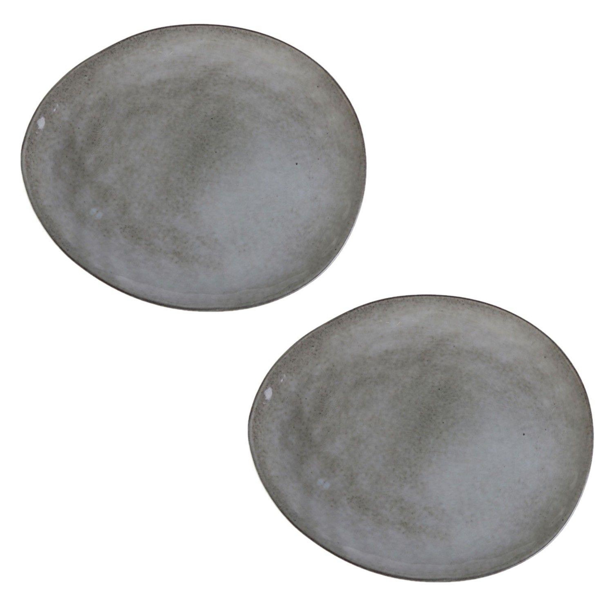 TOILINUX Lot de 2 assiettes plates en céramique au gré du temps - gris
