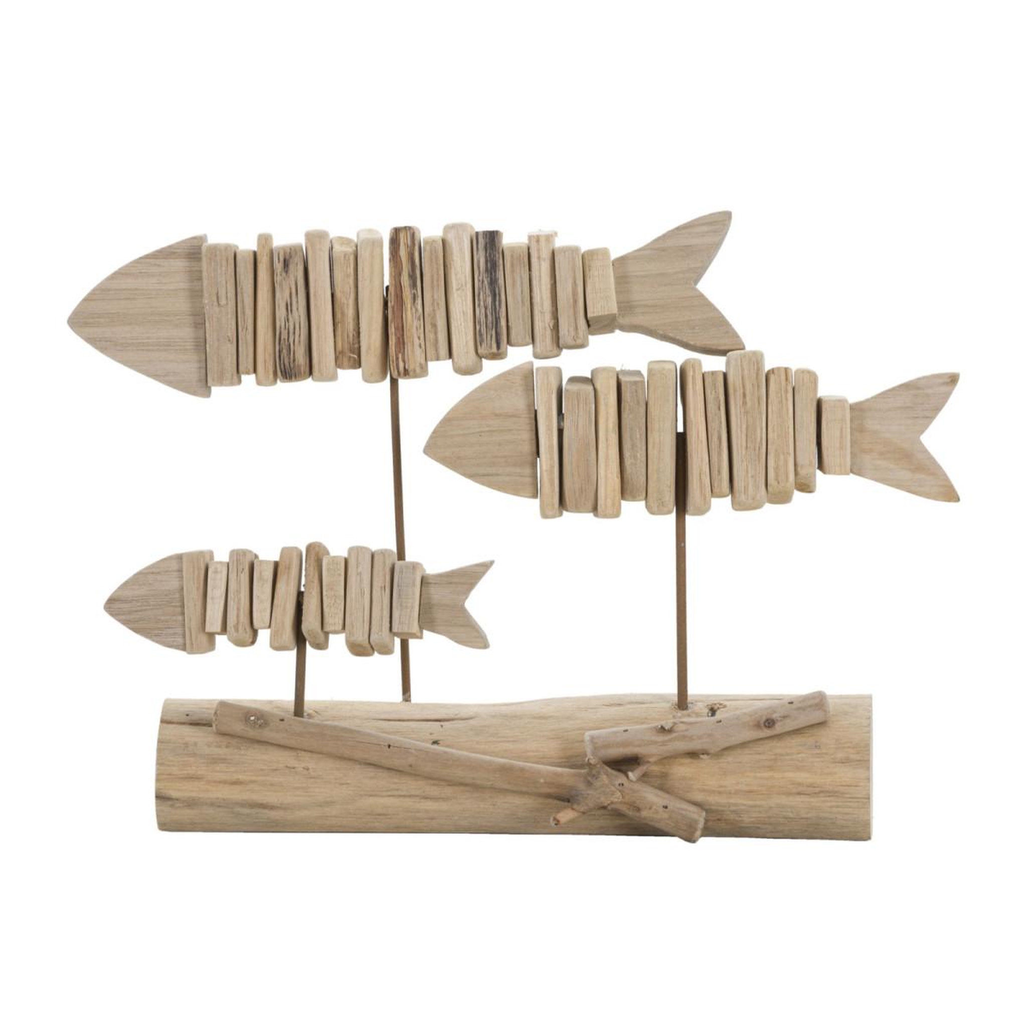 Paris Prix Statuette banc de poisson en bois  tanoak  37cm naturel
