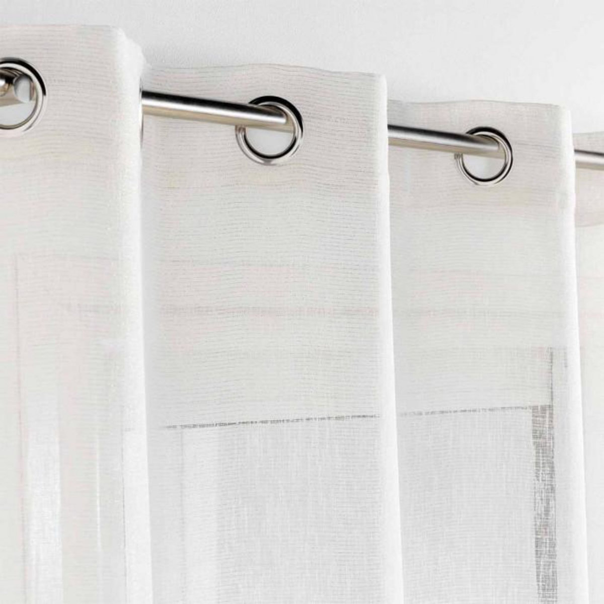 Paris Prix Rideau Voilage à Œillets  Sunline  140x240cm Blanc & Or