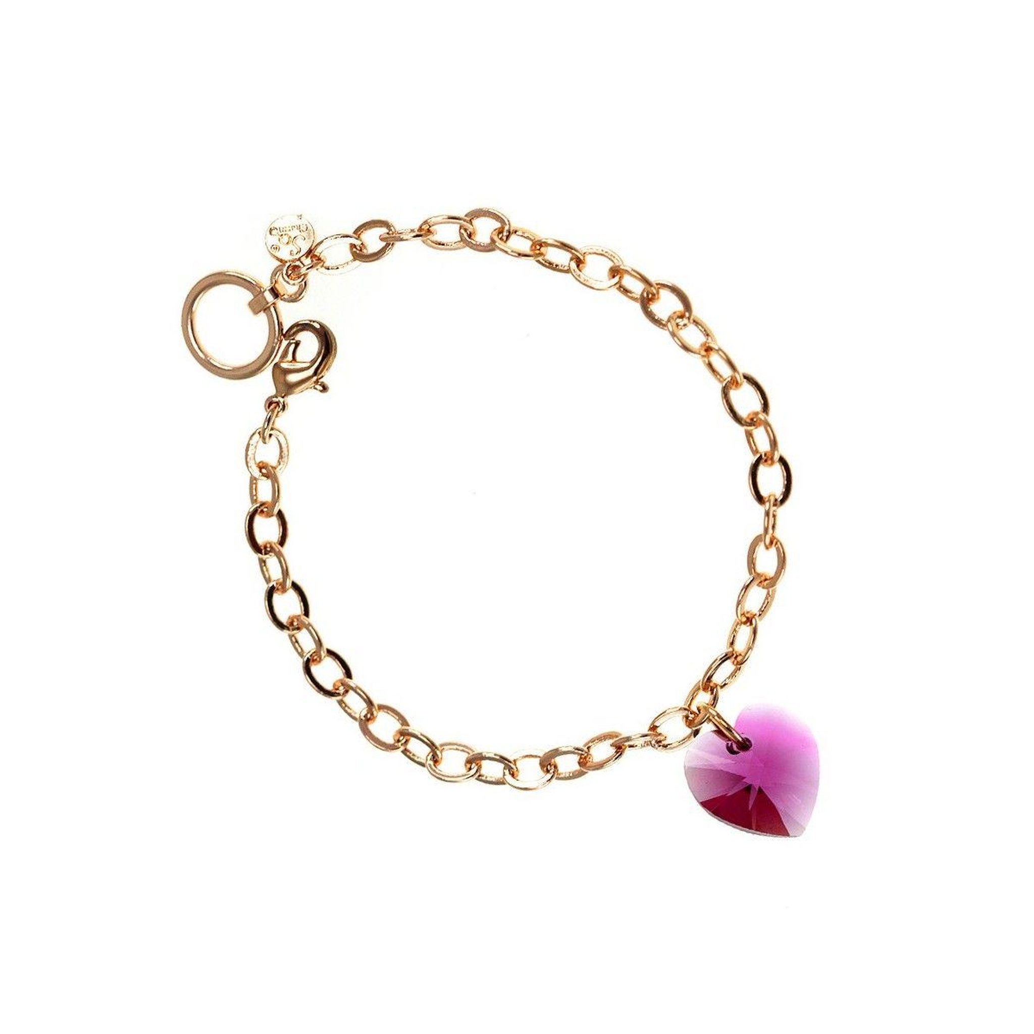 SC CRYSTAL Bracelet doré rosé et coeur rose SC Crystal orné de Cristaux scintillants