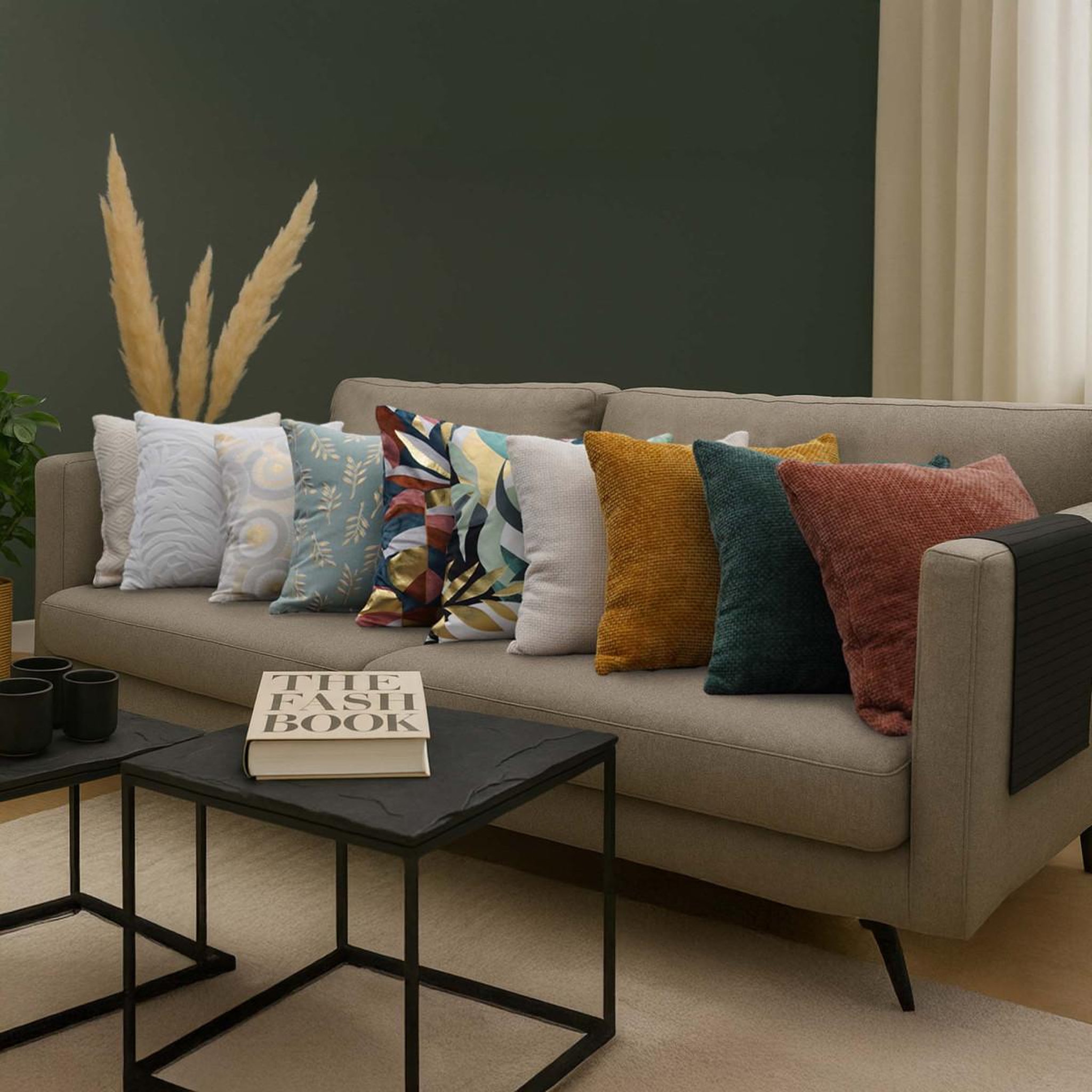 Voir la diapositive 2 : Douceur d'Intérieur Housse de coussin en velours chenille  leo  40x40cm mocha