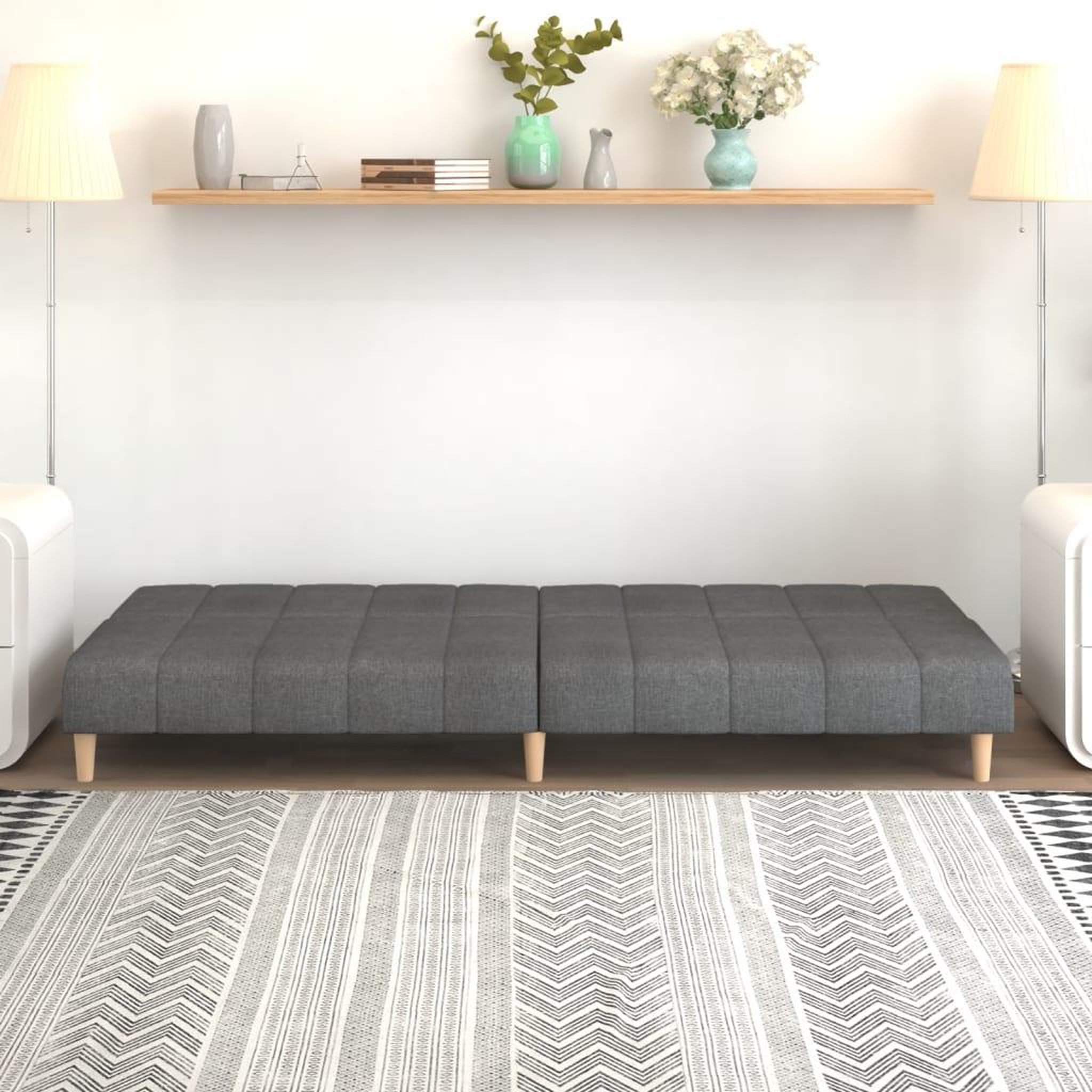 Voir la diapositive 3 : VIDAXL Canape-lit a 2 places gris clair tissu